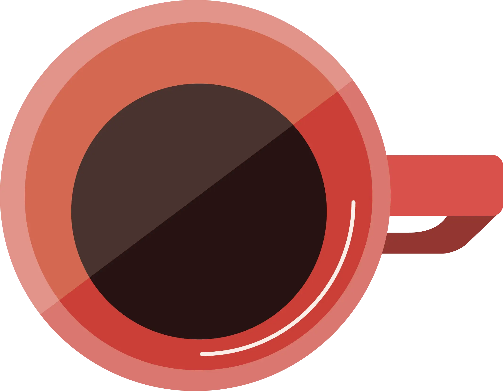 Top View of Red Coffee Cup with Dark Brew