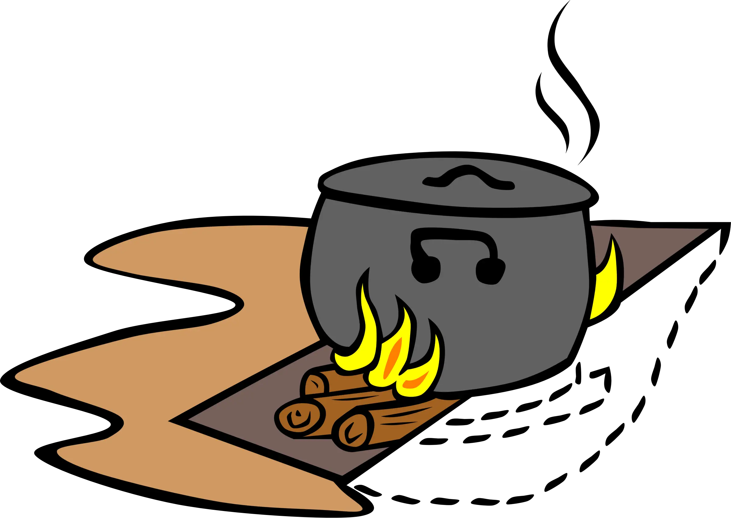 Cooking Pot on Campfire