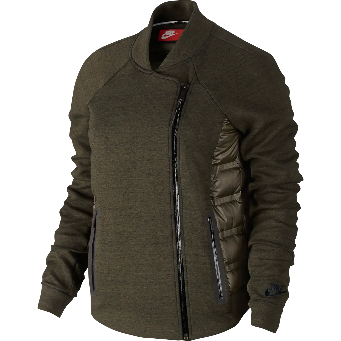 Green Jacket with Diagonal Zipper