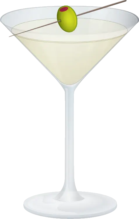 Martini Glass with Olive Garnish