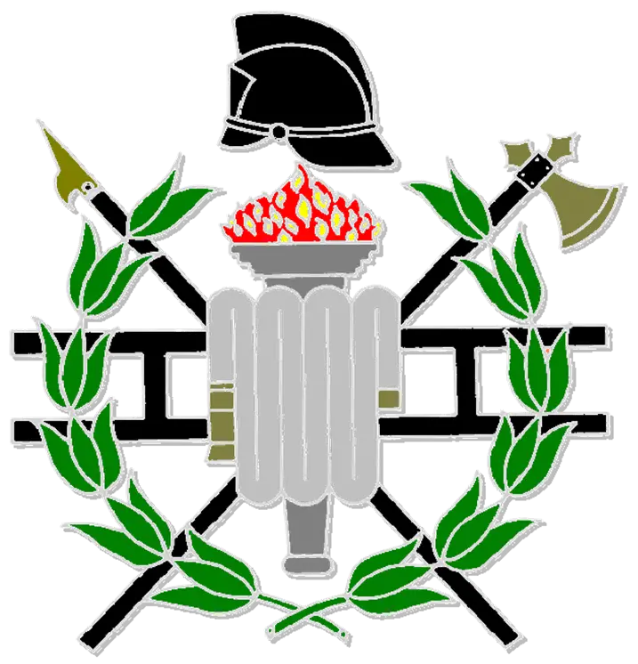 Firefighter Emblem with Tools and Helmet
