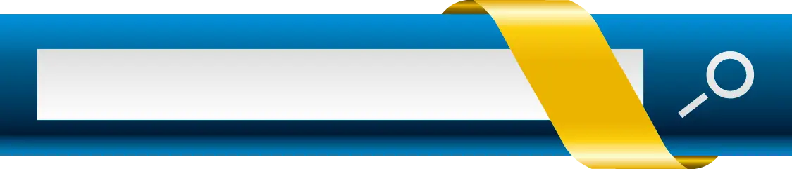 Blue Search Bar Design Element with Yellow Ribbon Accent