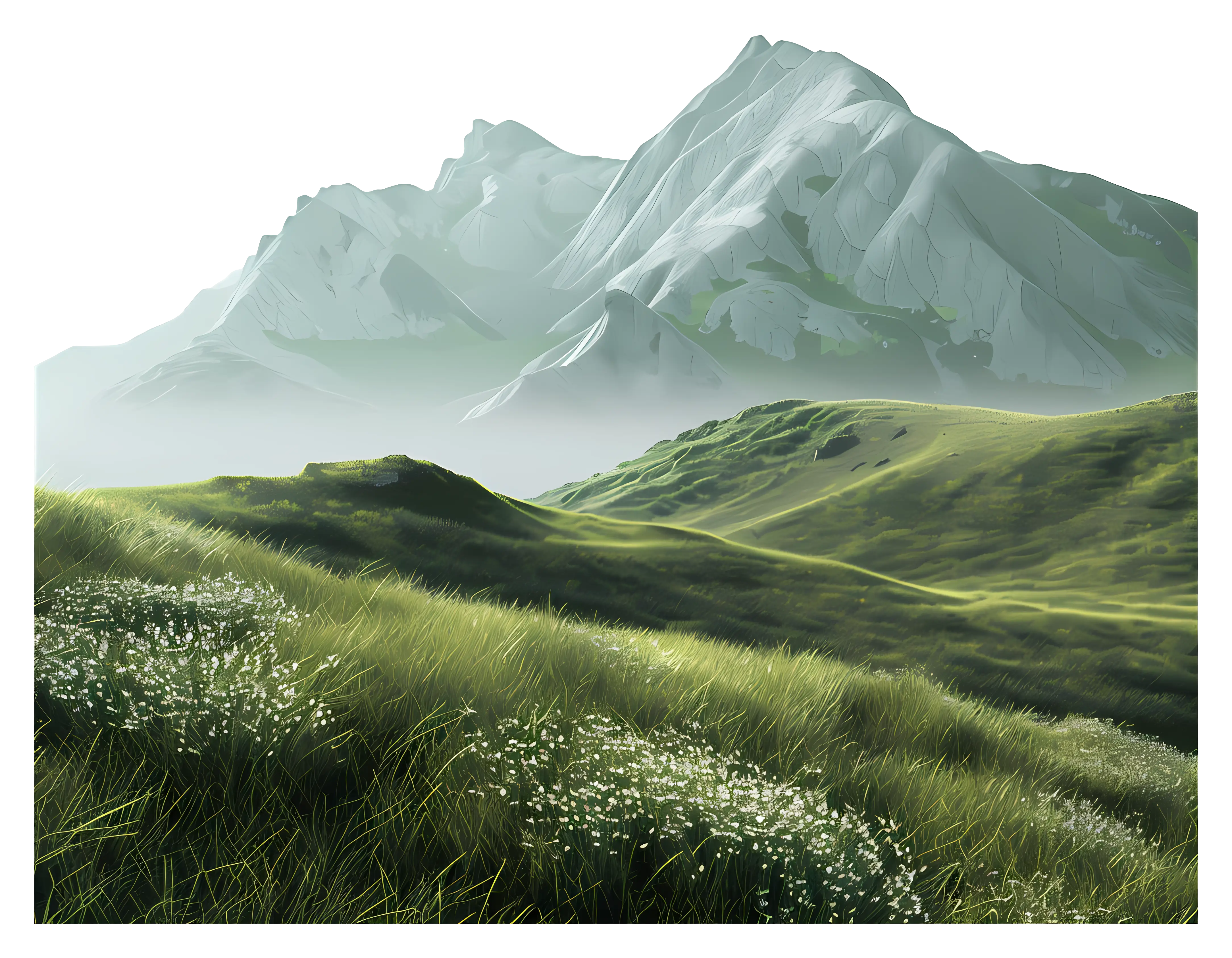 Mountain Landscape with Green Hills