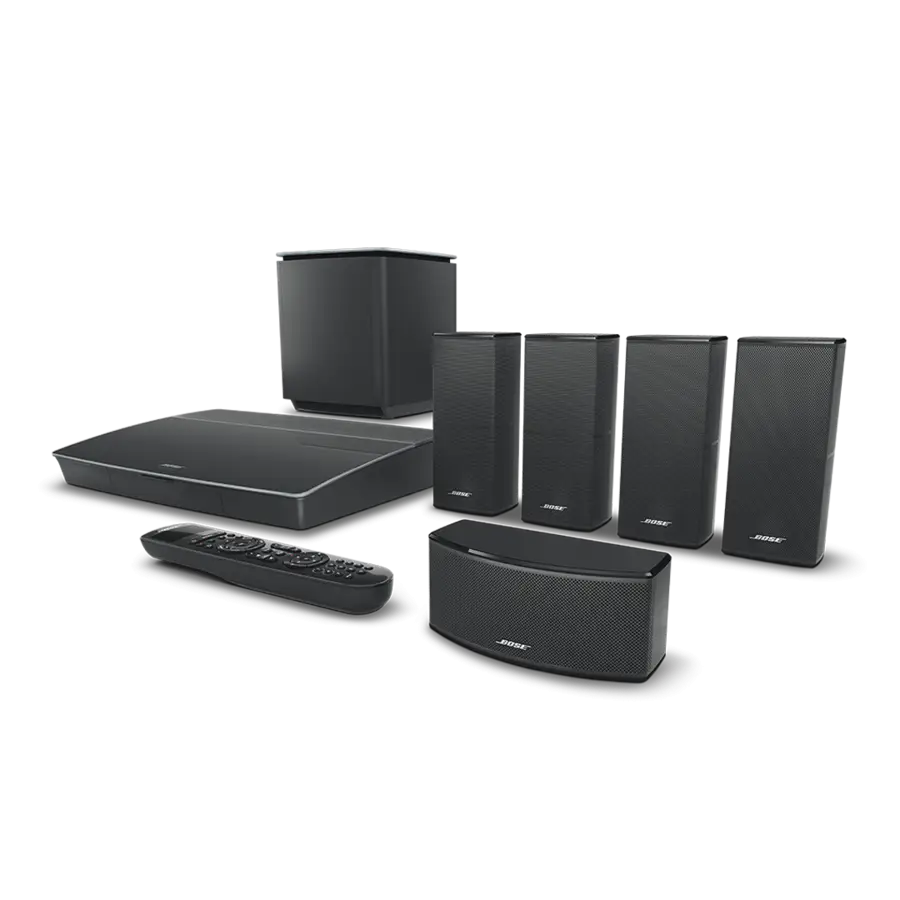 Modern Home Theater System with Speakers and Remote