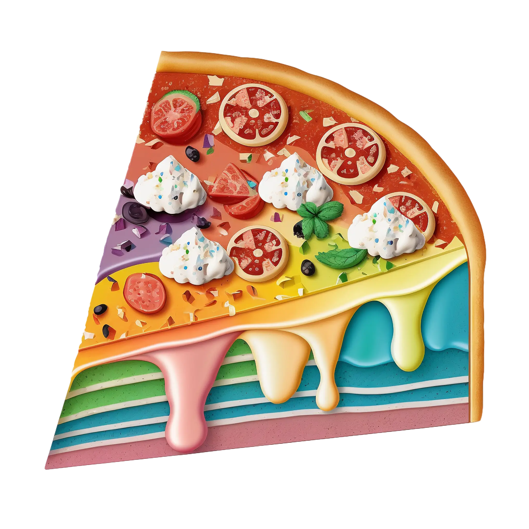 Colorful Rainbow Pizza Slice