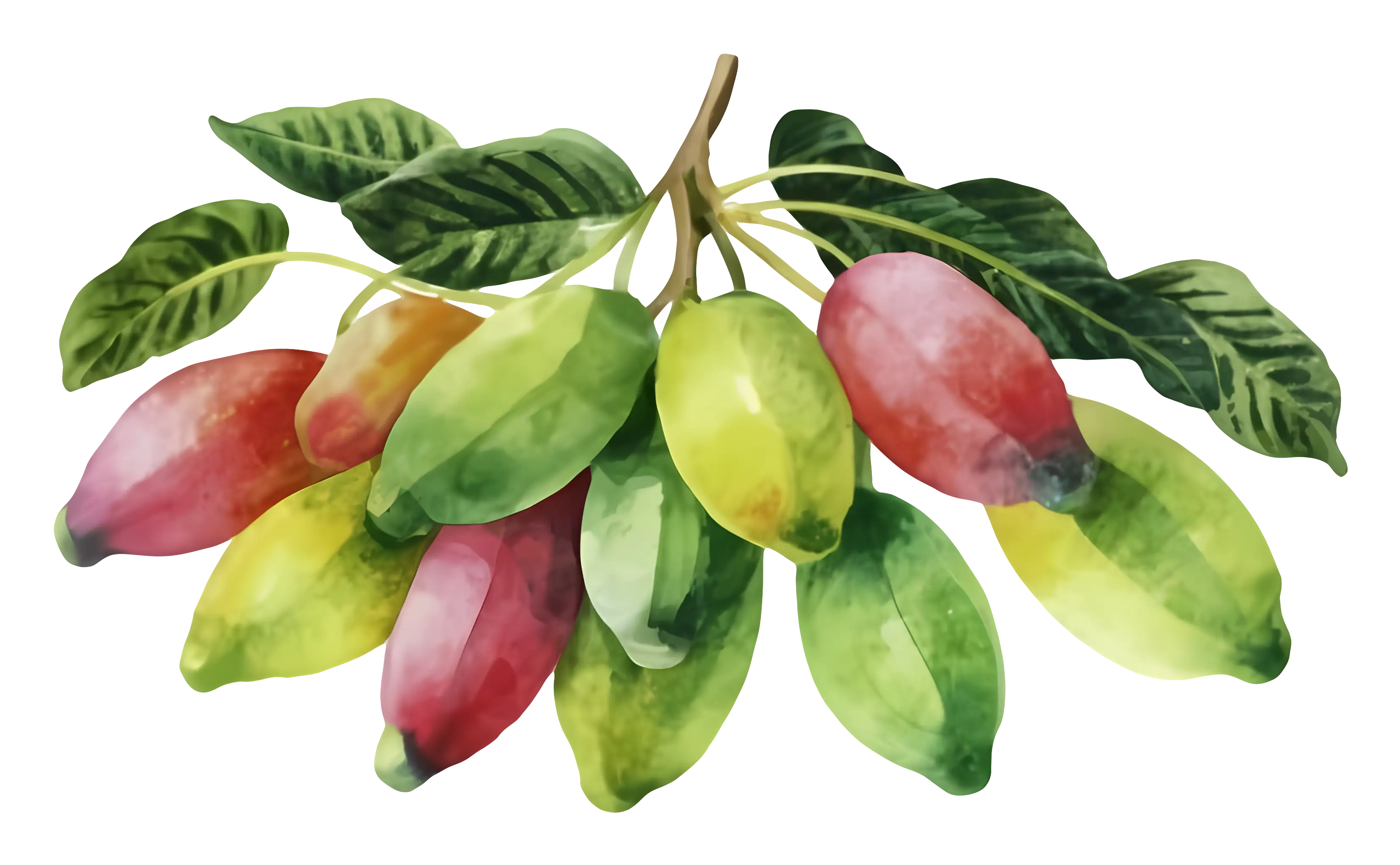 Colorful Fruits on Branch Illustration