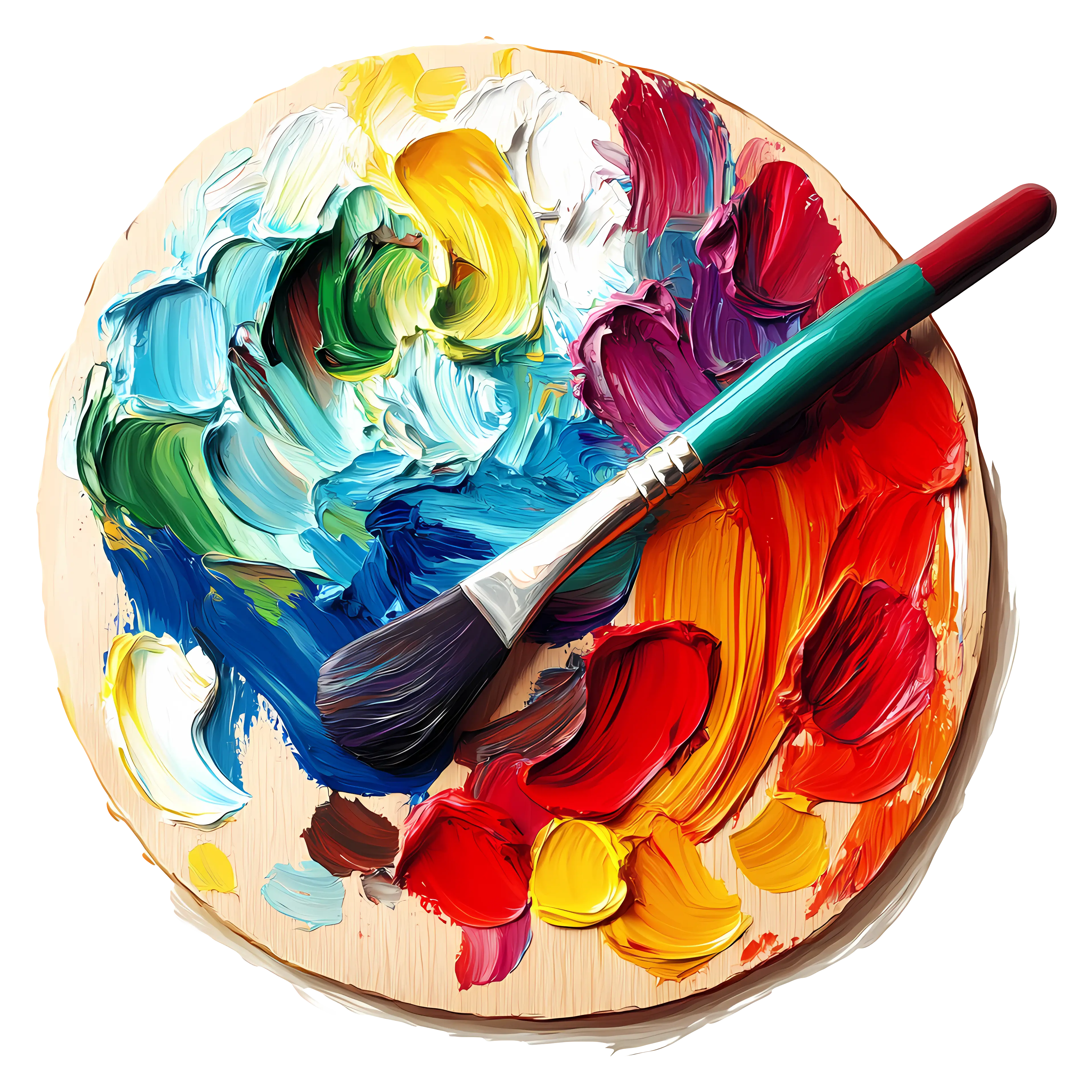 Colorful Paint Palette with Brush