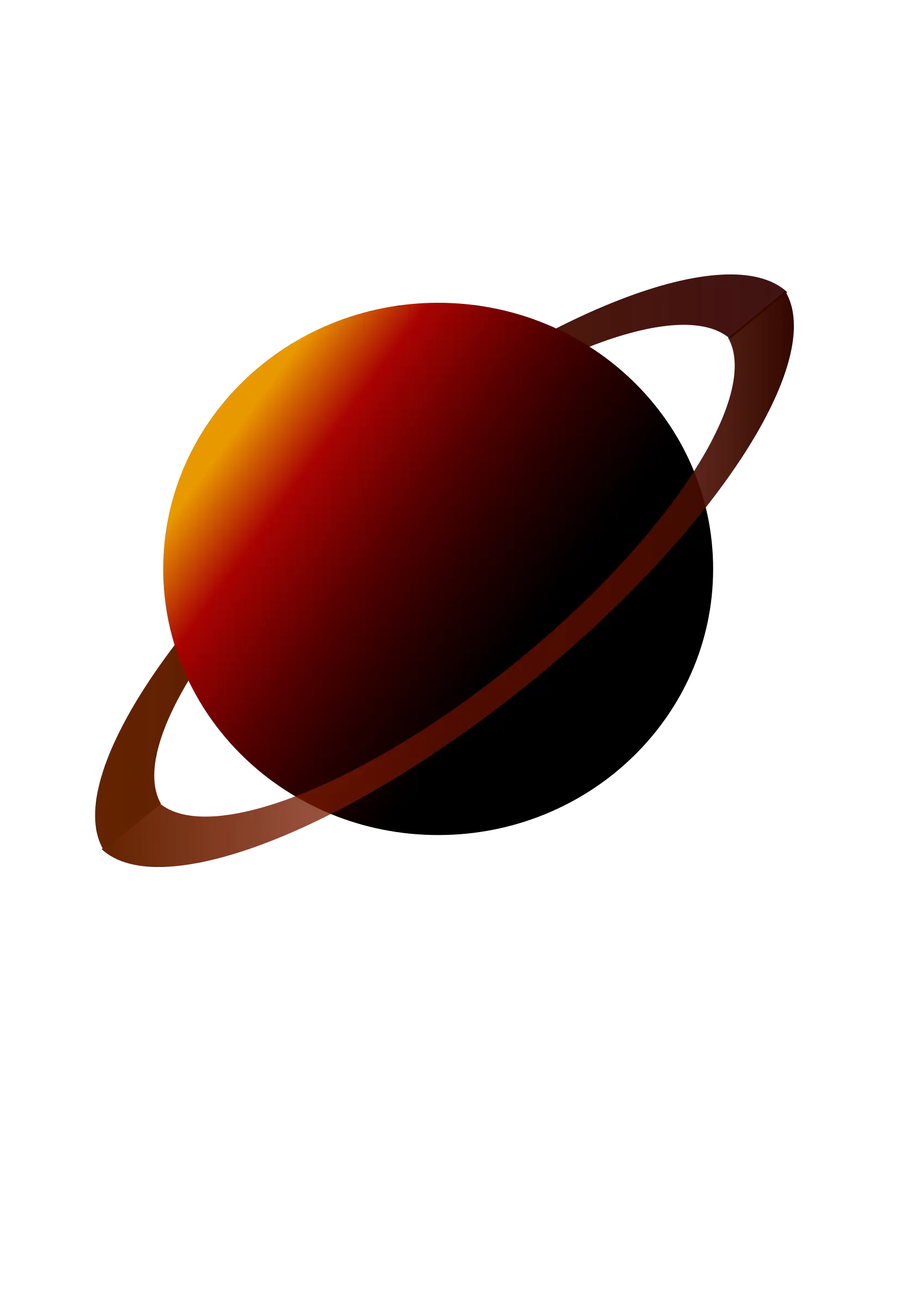 Red and Black Planet with Rings Illustration