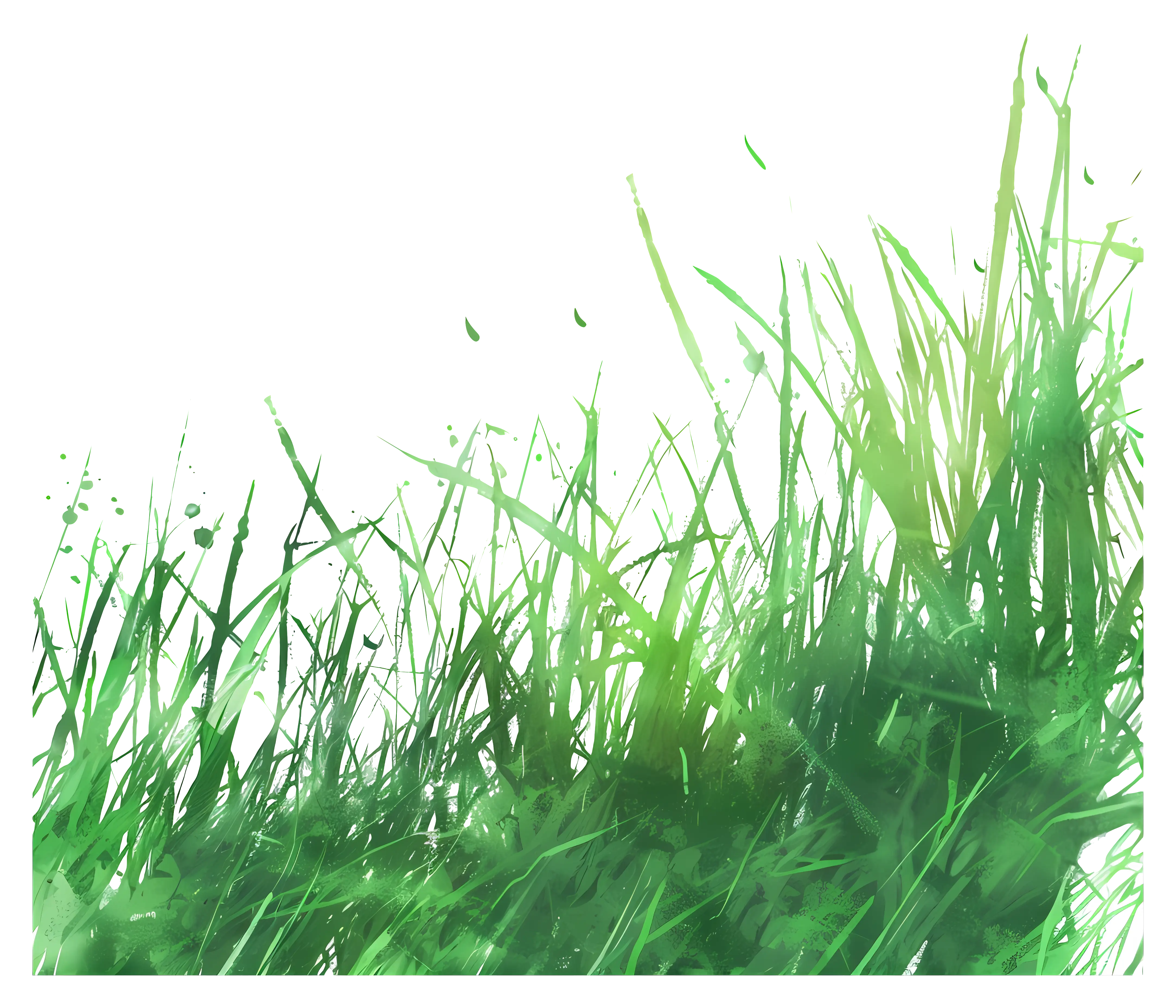 Fresh Green Grass in a Watercolor Illustration