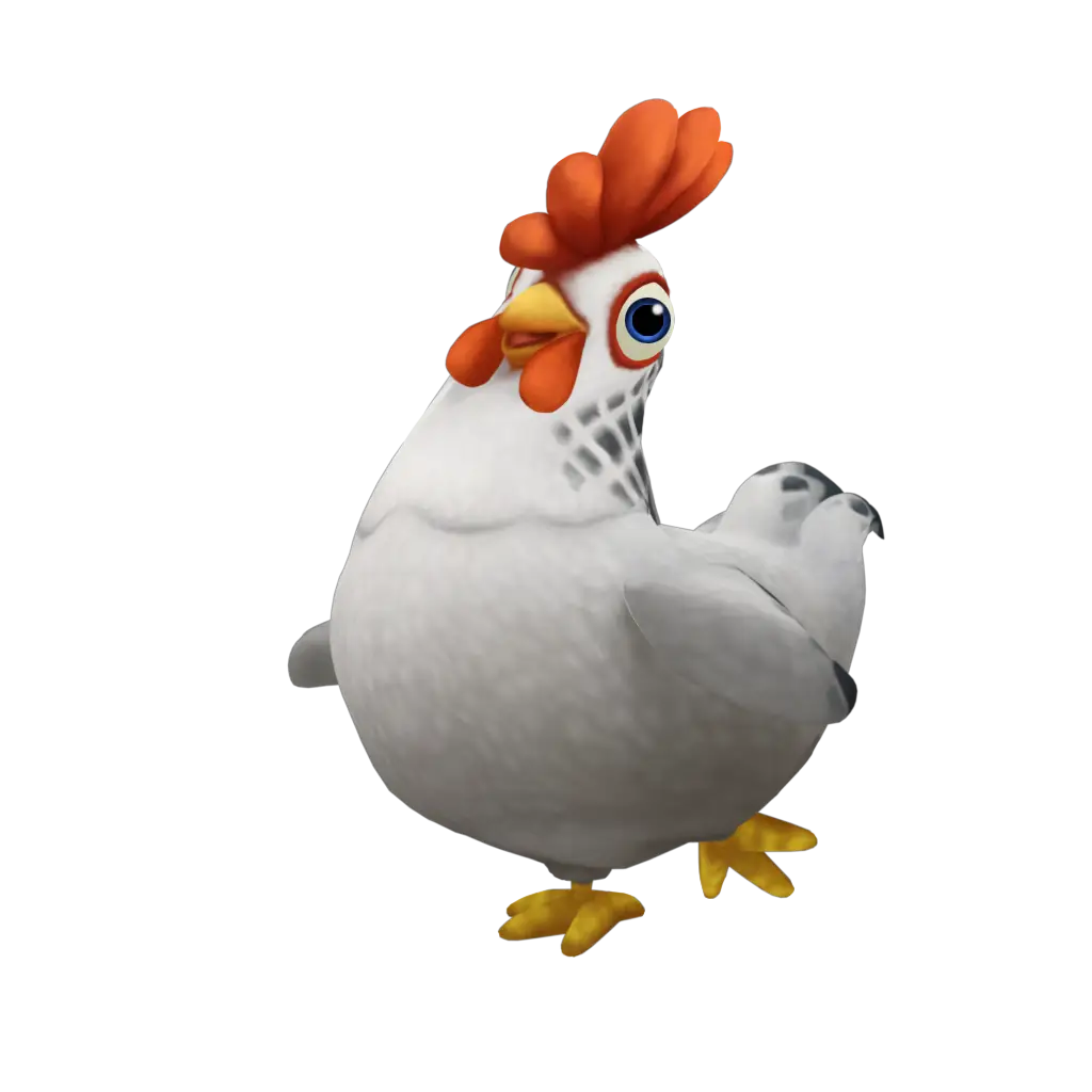 Cartoon Chicken with Red Comb