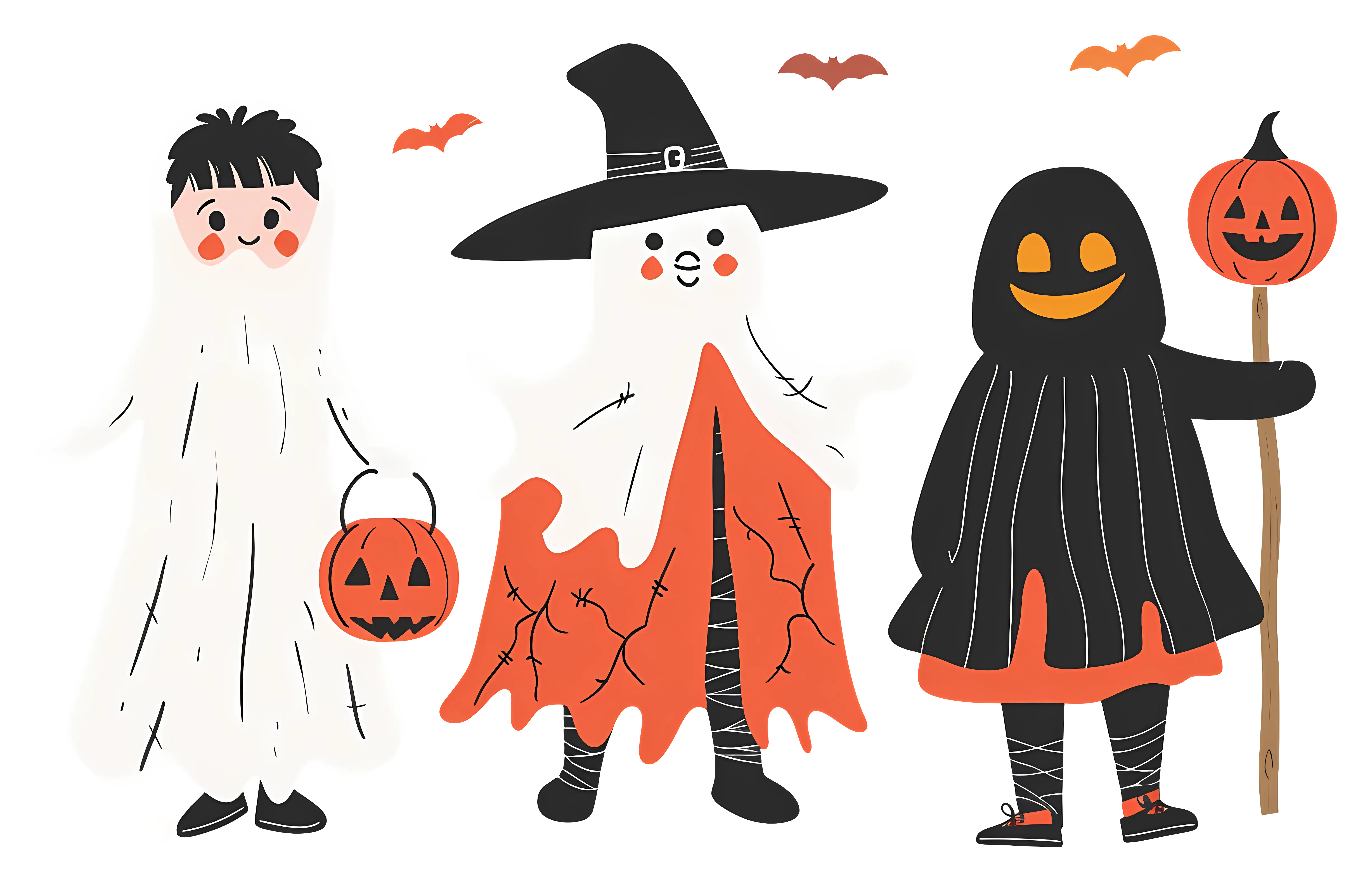 Cute Halloween Characters in Costumes