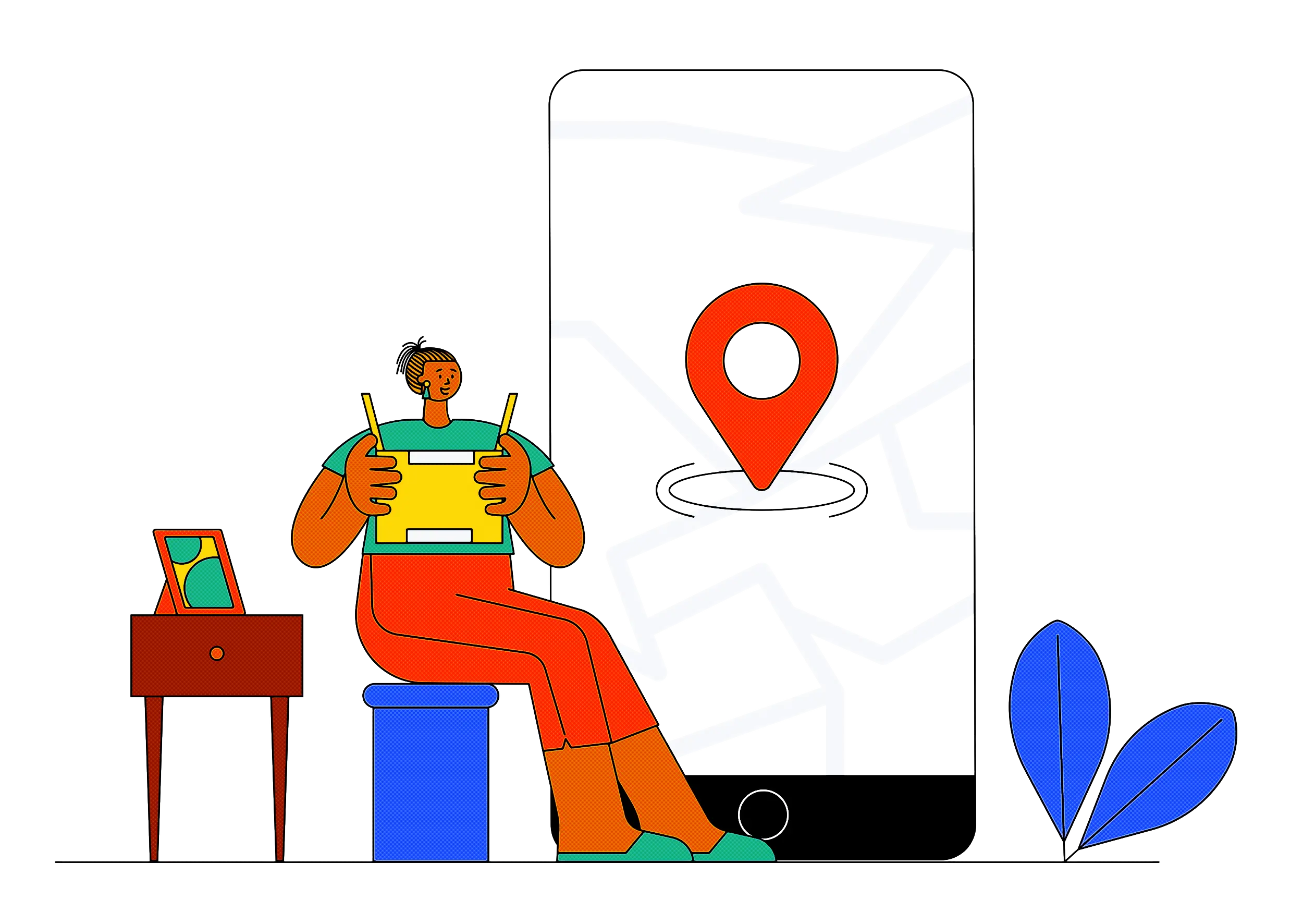 Illustration of a Person Using Navigation Application