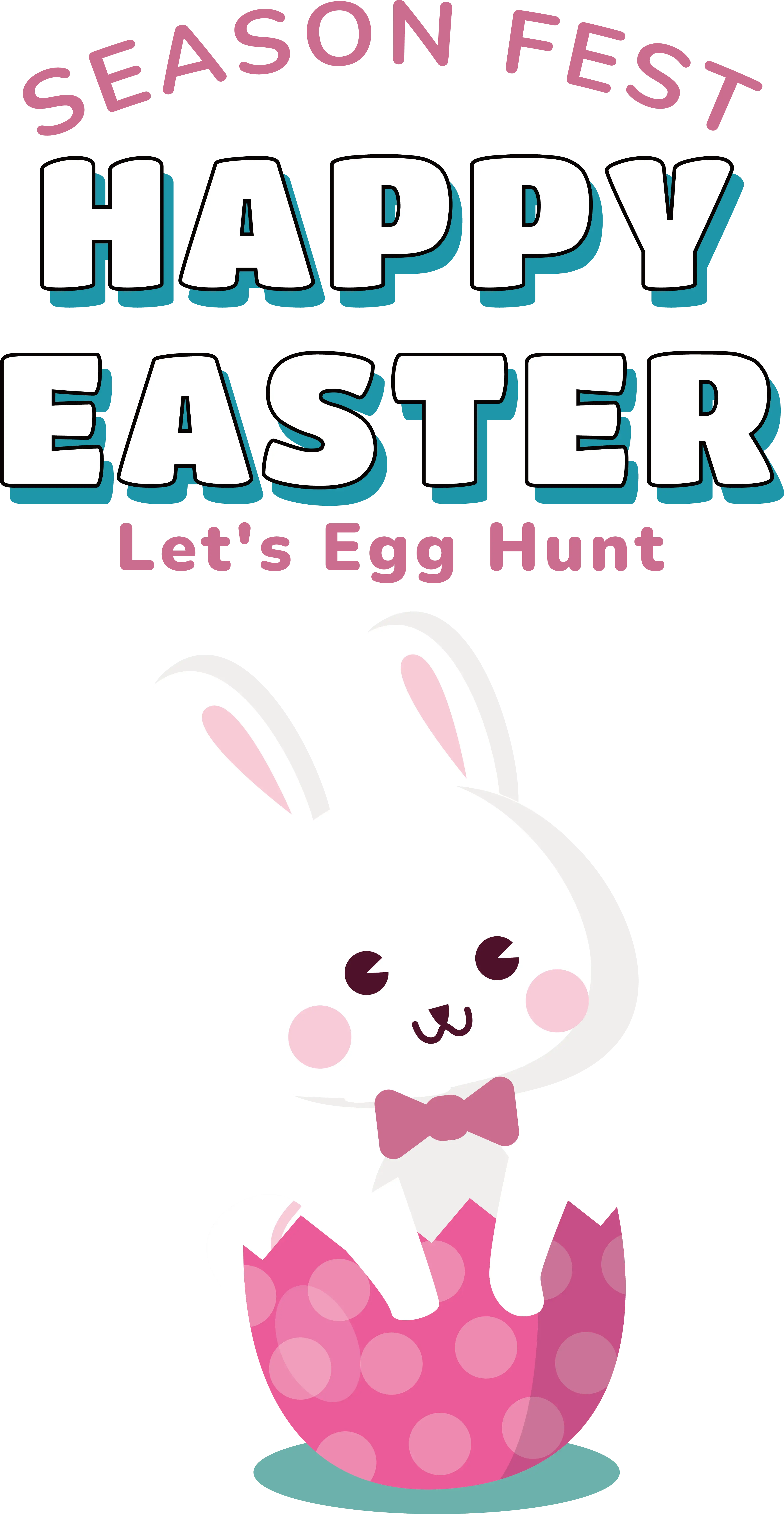 Cute Bunny in Pink Egg for Easter Celebration
