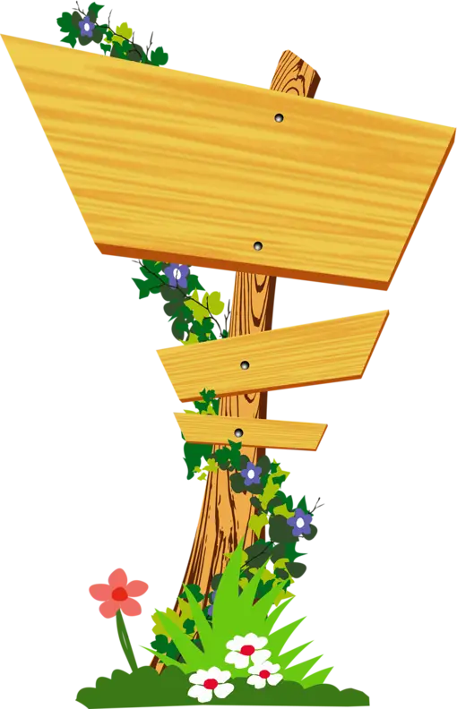 Wooden Signboard with Floral Decoration