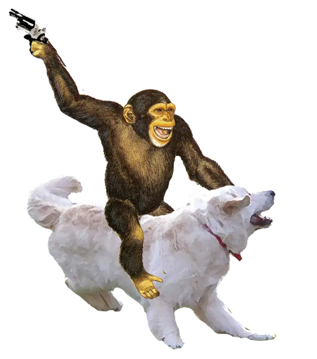Monkey Riding a Dog
