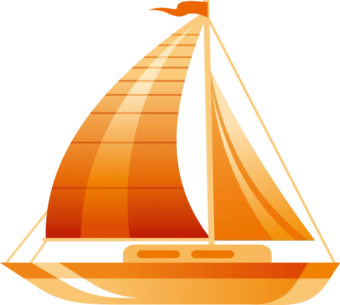 Orange Sailboat Art for Nautical Concept