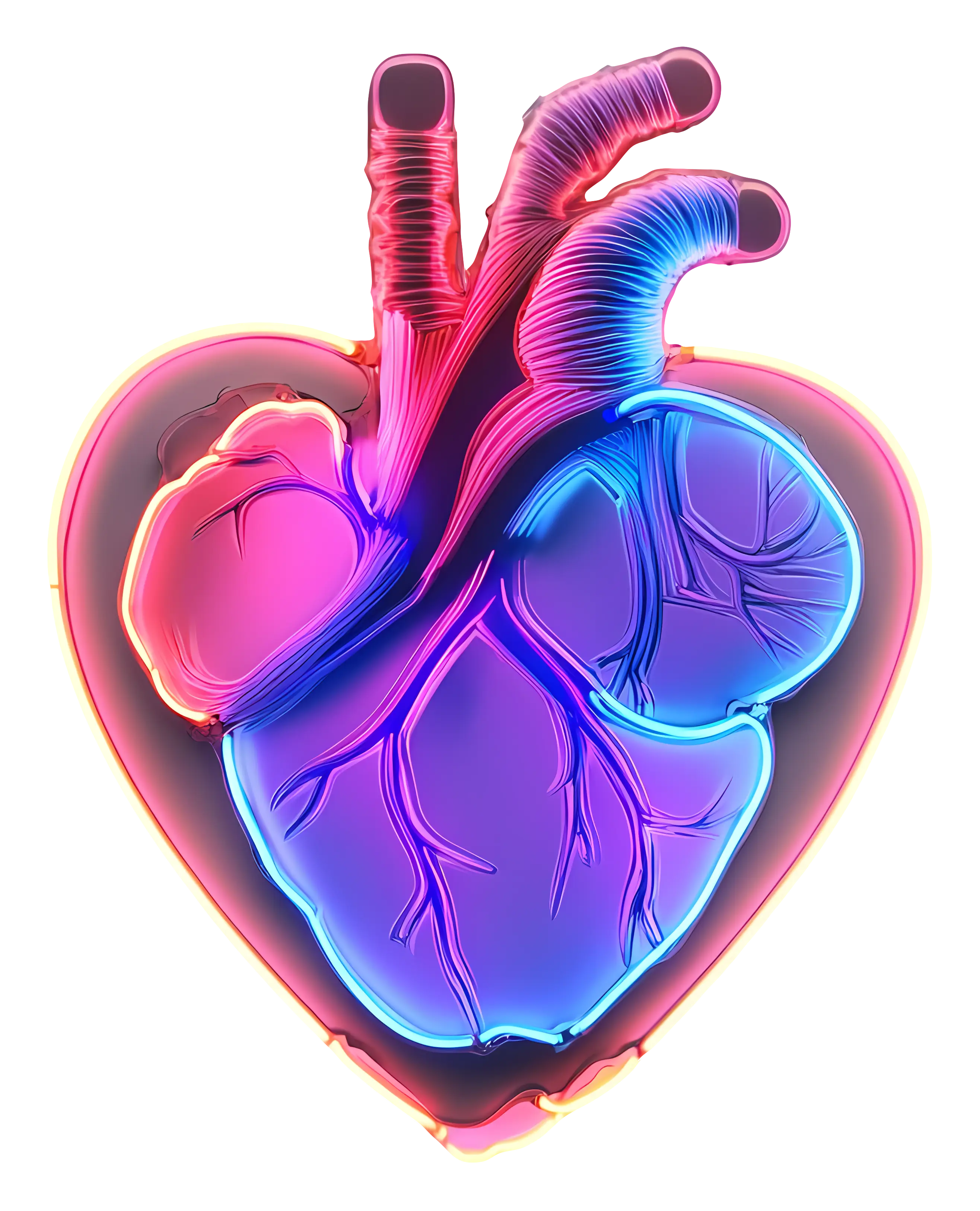 Vibrant Neon Human Heart Illustration