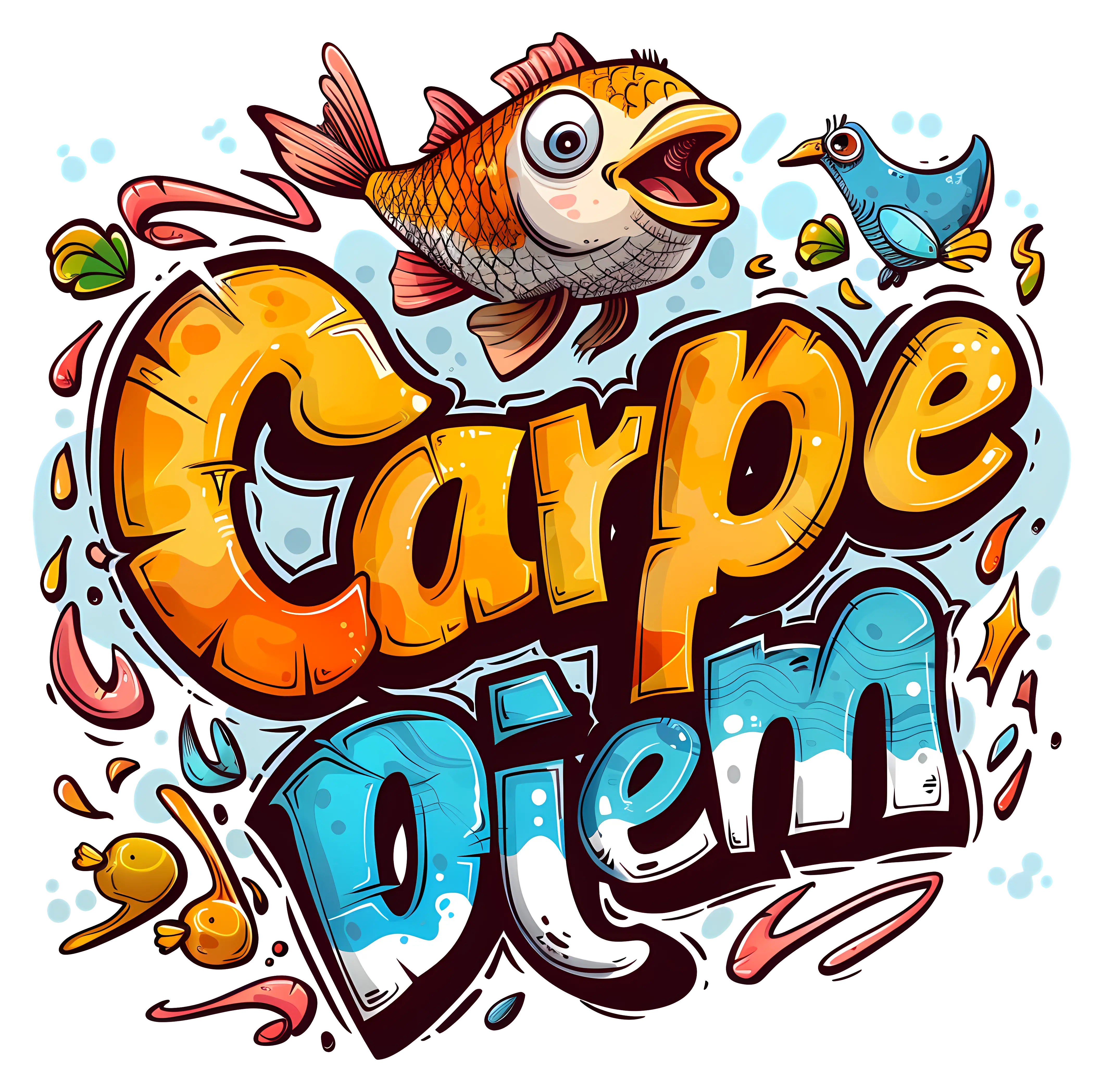 Colorful Carpe Diem Typography with Fish