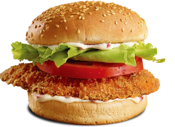 Crispy Chicken Burger with Lettuce and Tomato