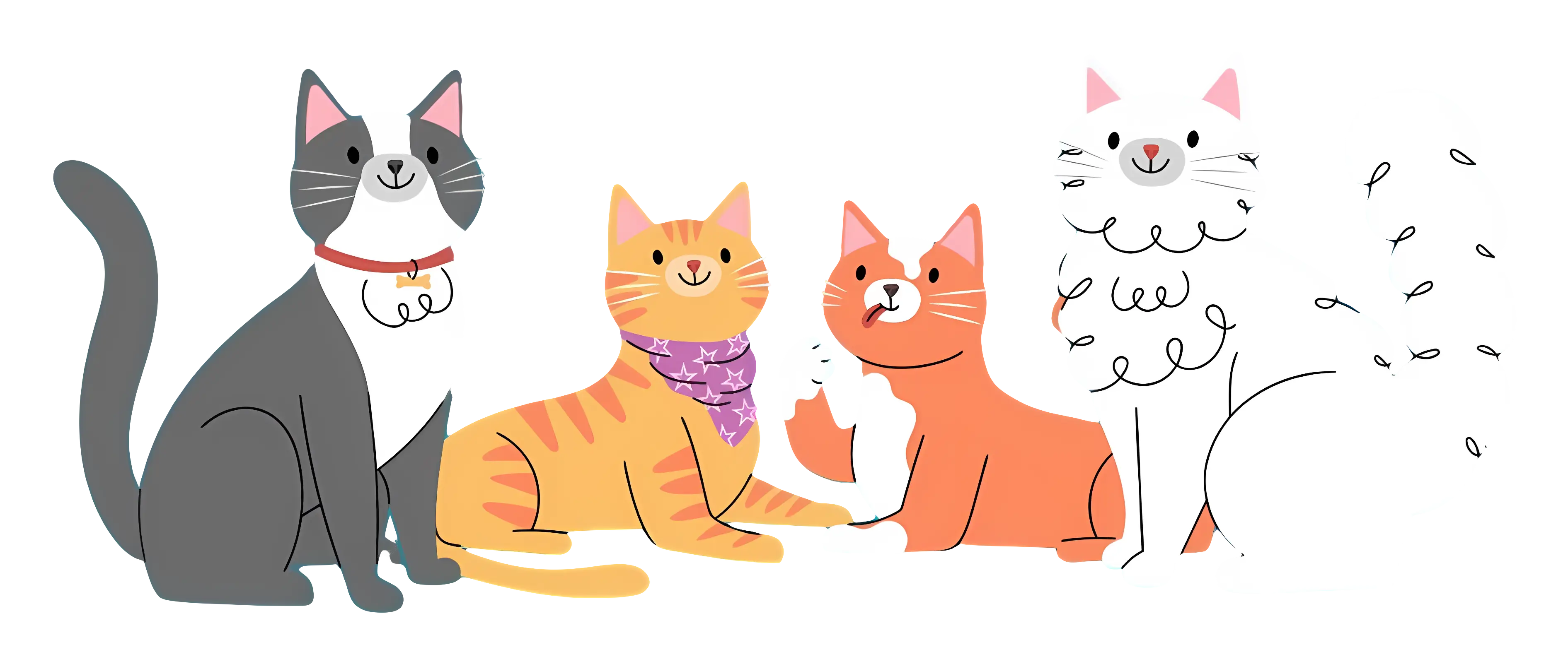 Group of Cute Cats