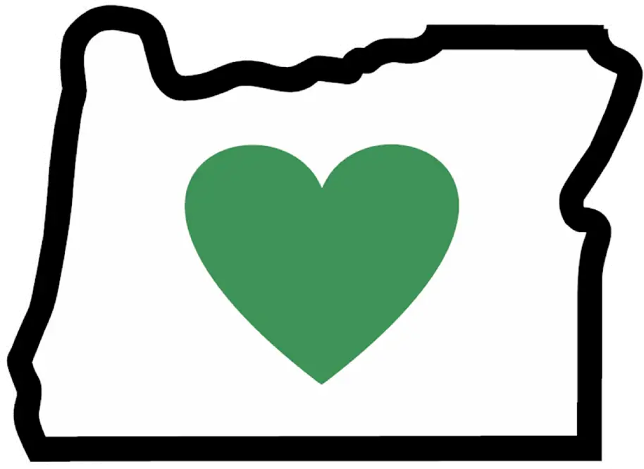 Oregon State Map with Heart