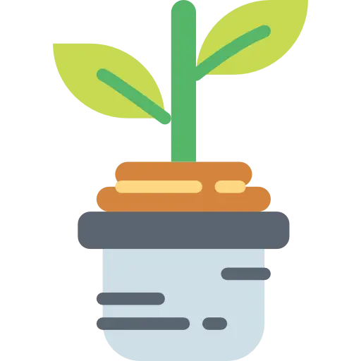 Potted Plant Icon with Green Leaves