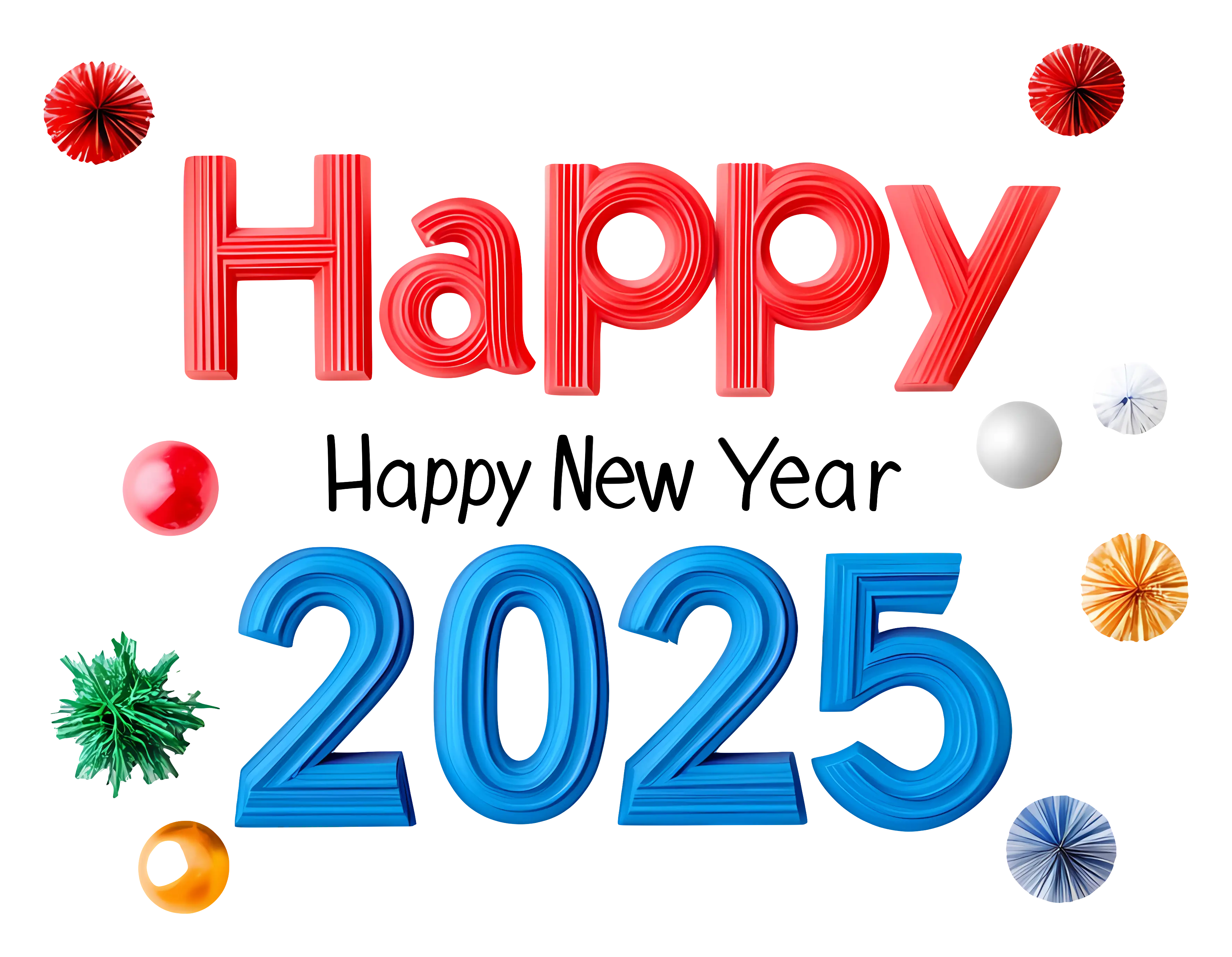 Happy New Year 2025 Festive Illustration