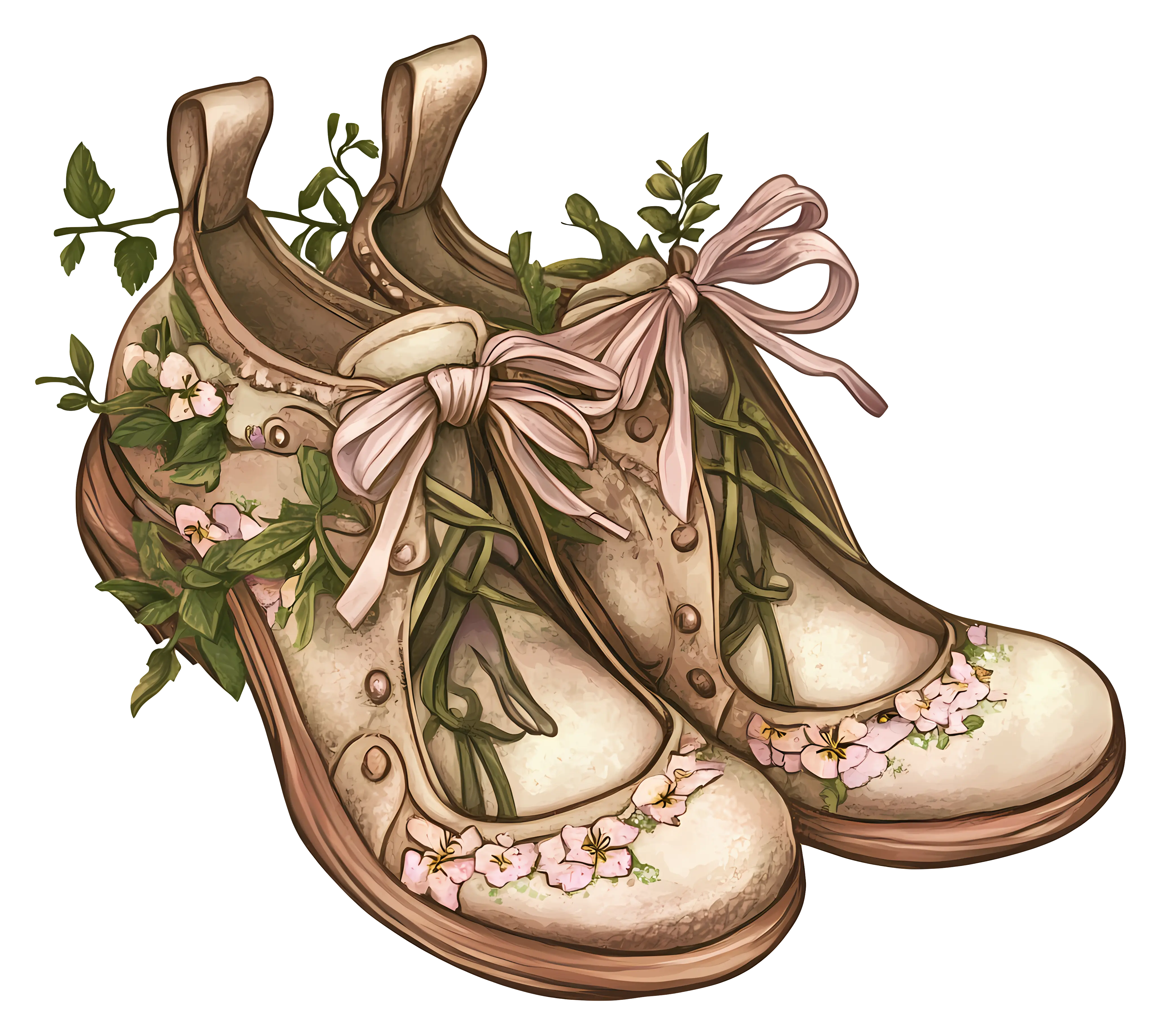 Vintage Floral Decorated Shoes