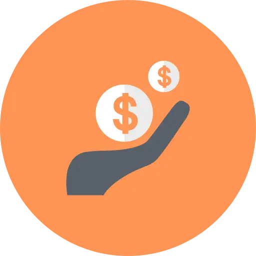 Financial Support Icon with Dollar Hand Symbol