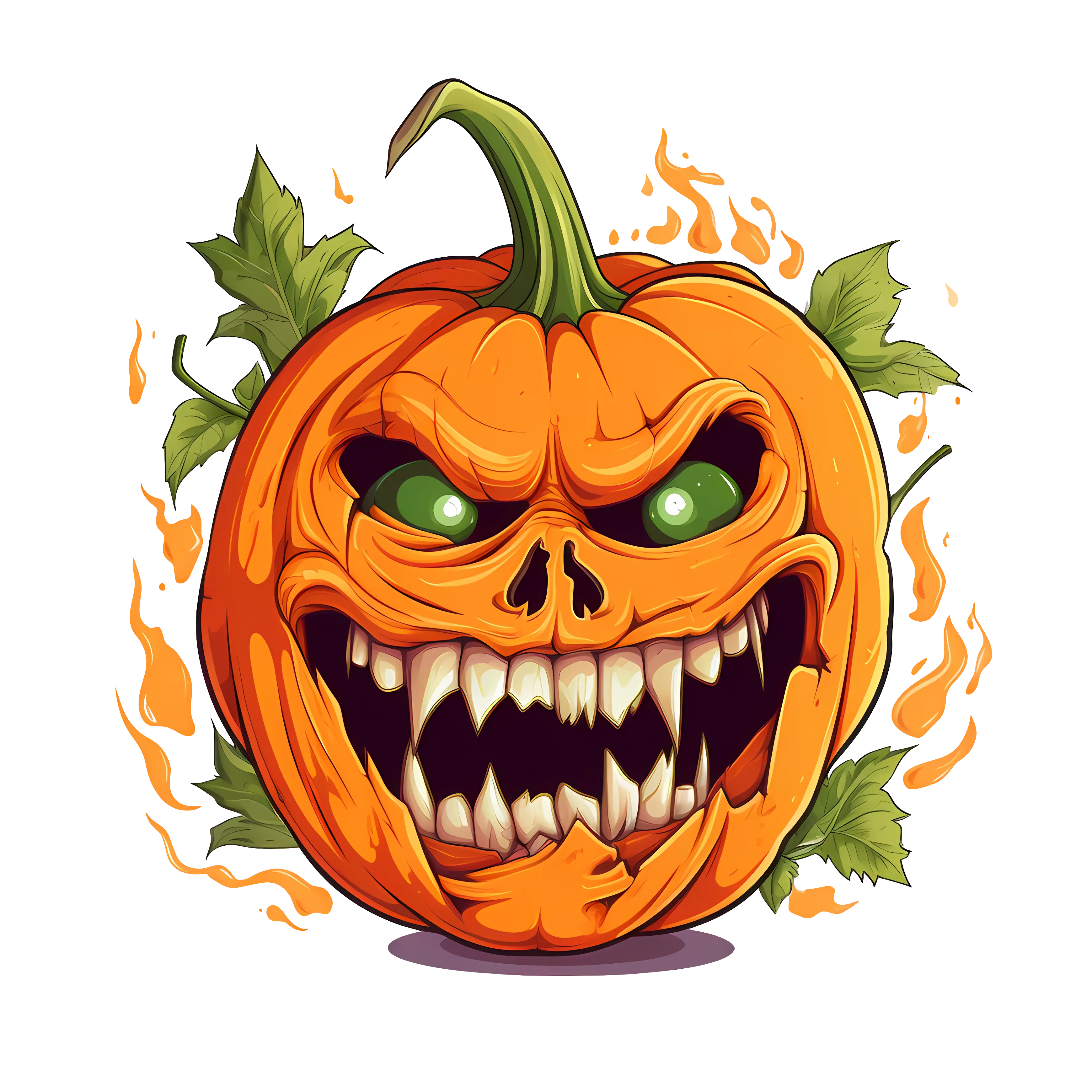 Angry Flaming Halloween Pumpkin Illustration