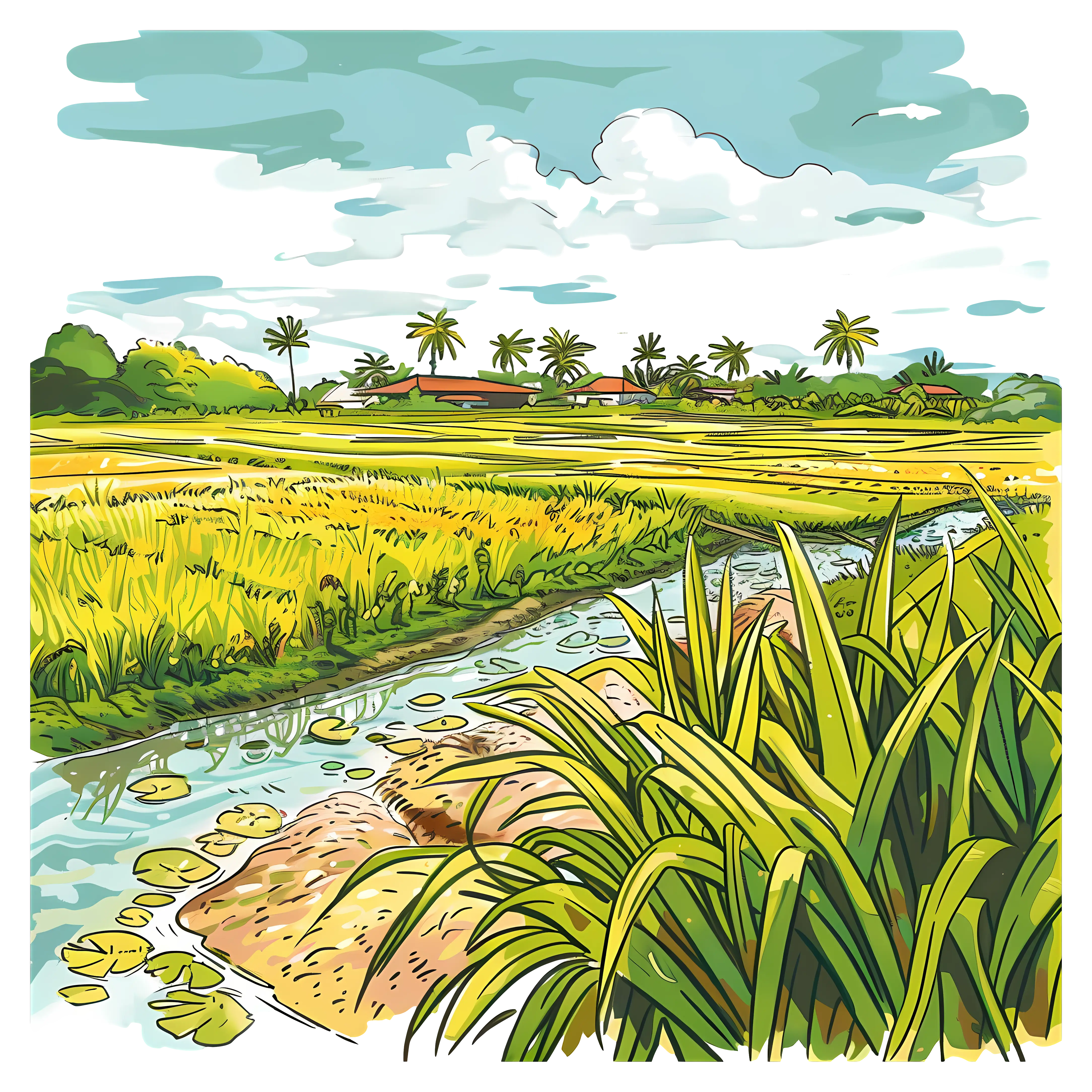 Beautiful Rice Field Landscape