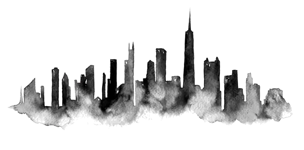 Black and White City Skyline