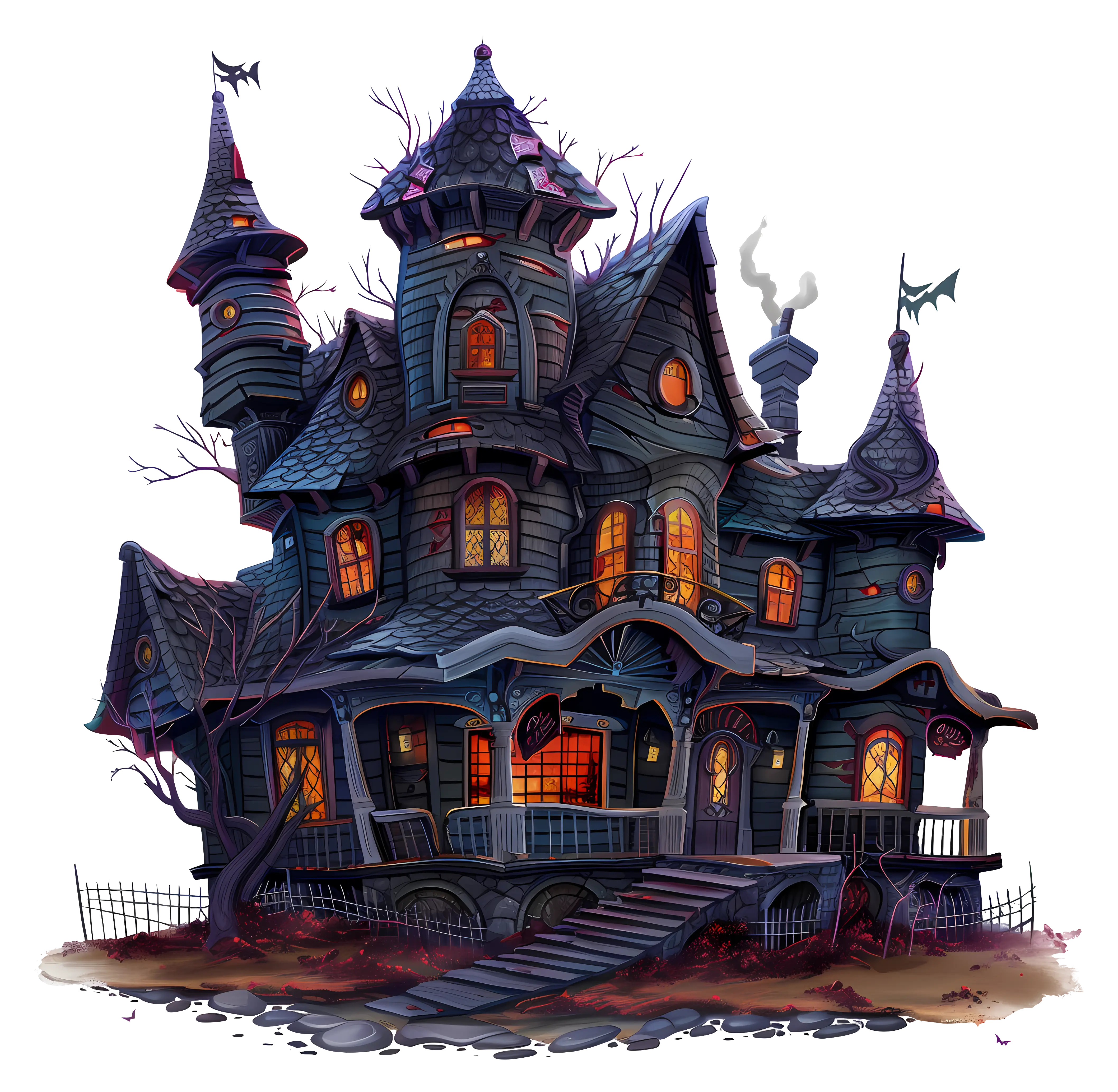 Spooky Haunted House Illustration for Halloween Art