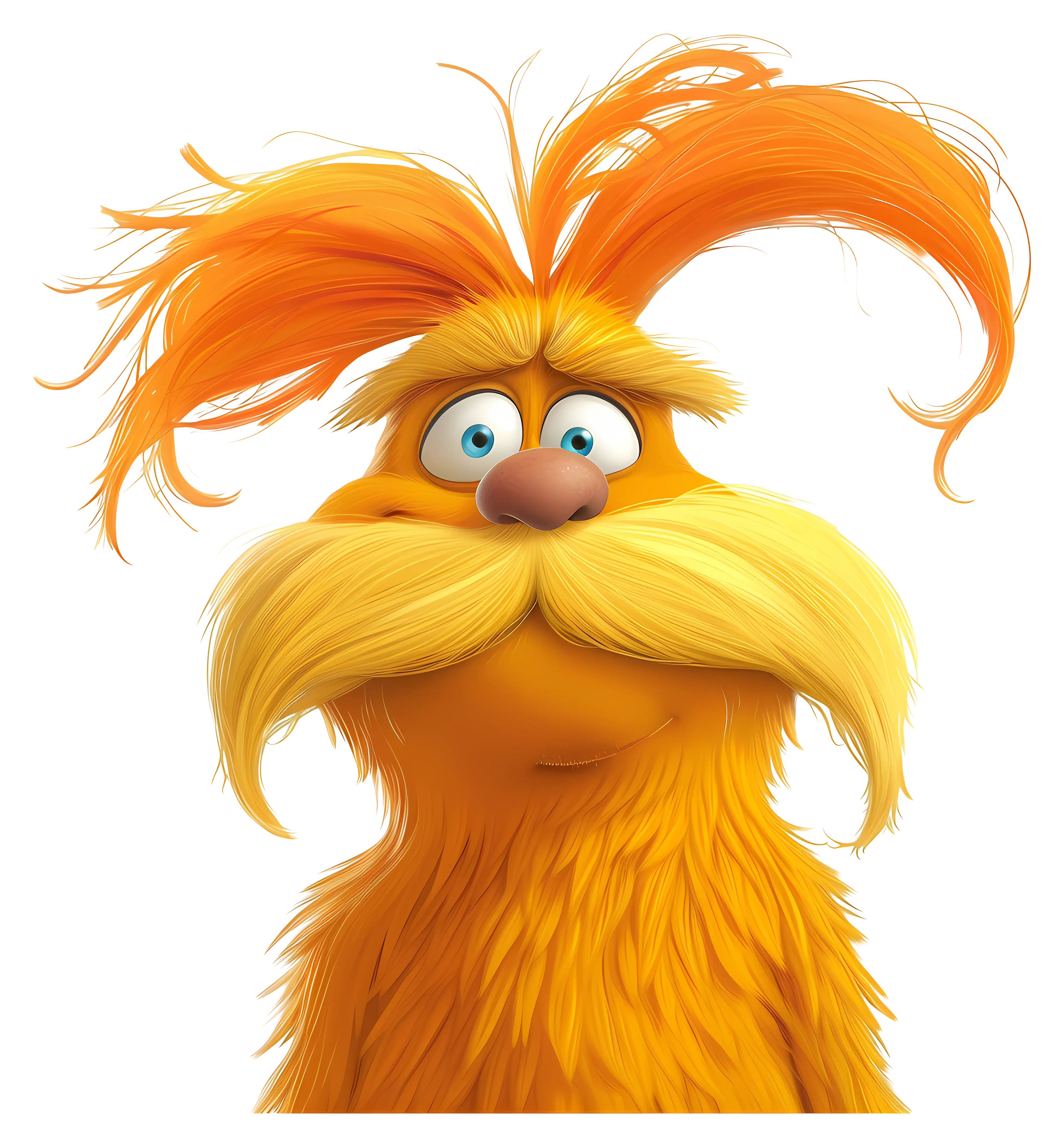 Furry Orange Cartoon Character with Big Mustache