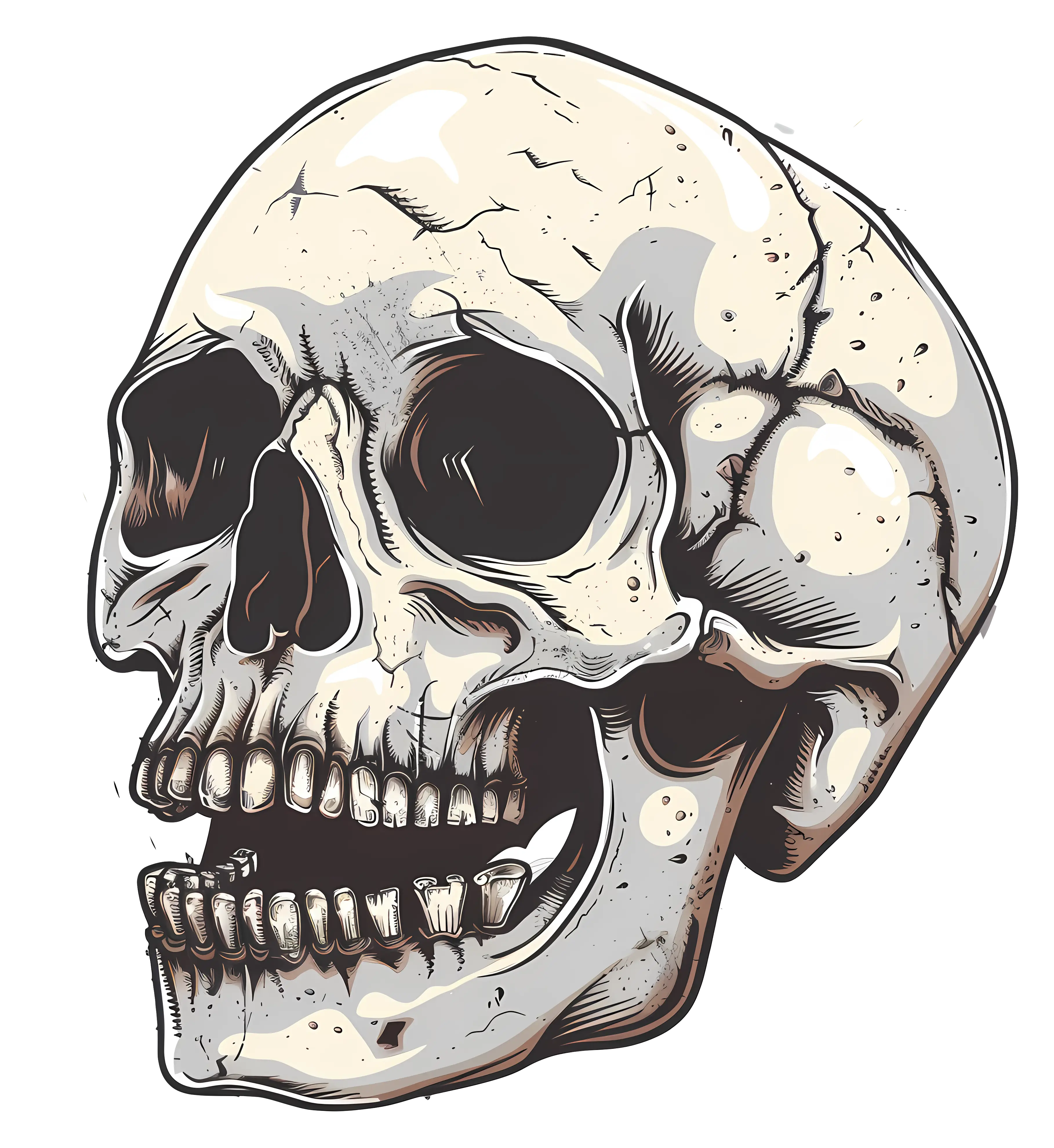 Realistic Human Skull Illustration