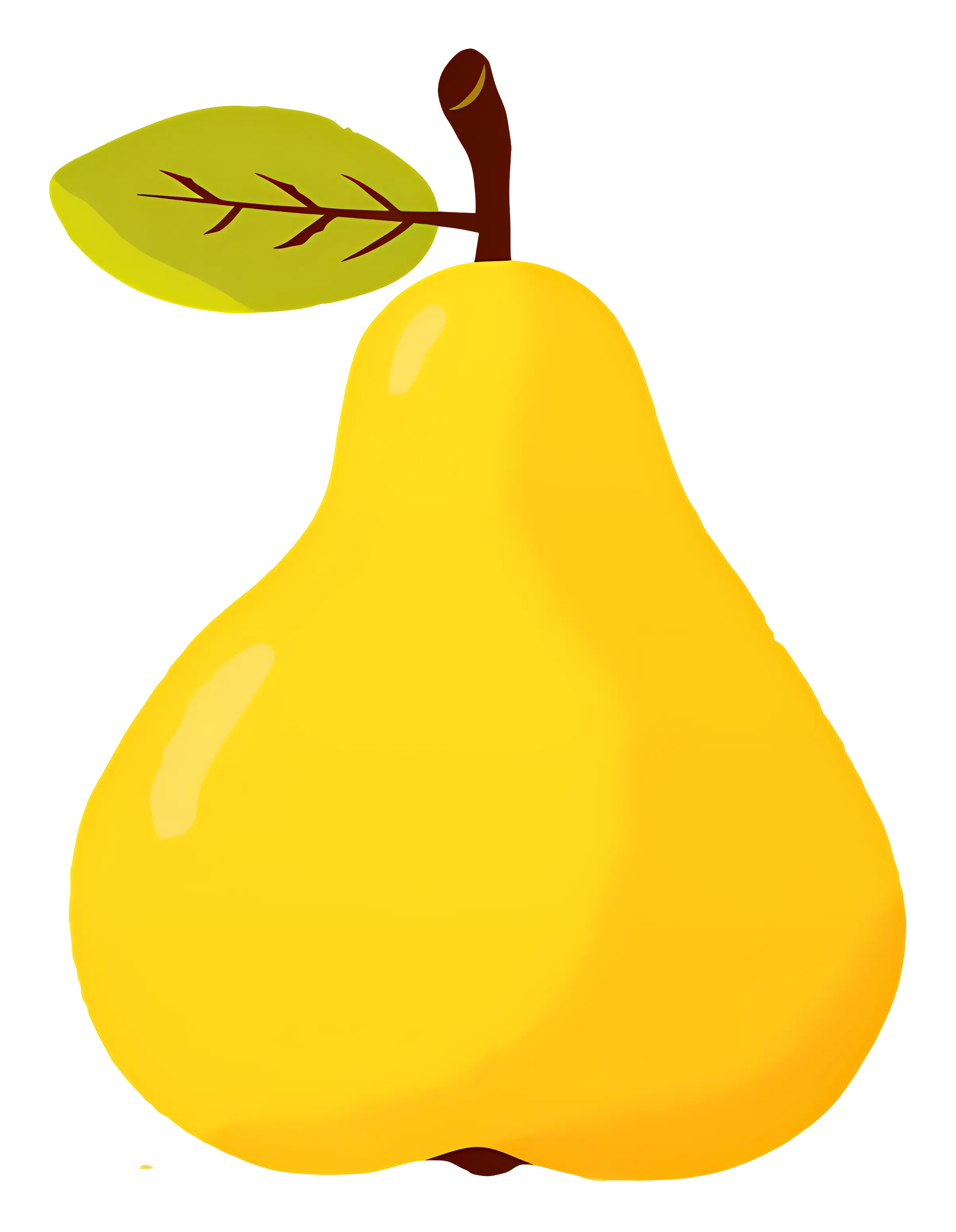 Yellow Pear with Leaf Illustration