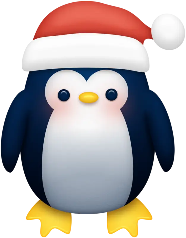 Cute Penguin with Santa Hat for Christmas