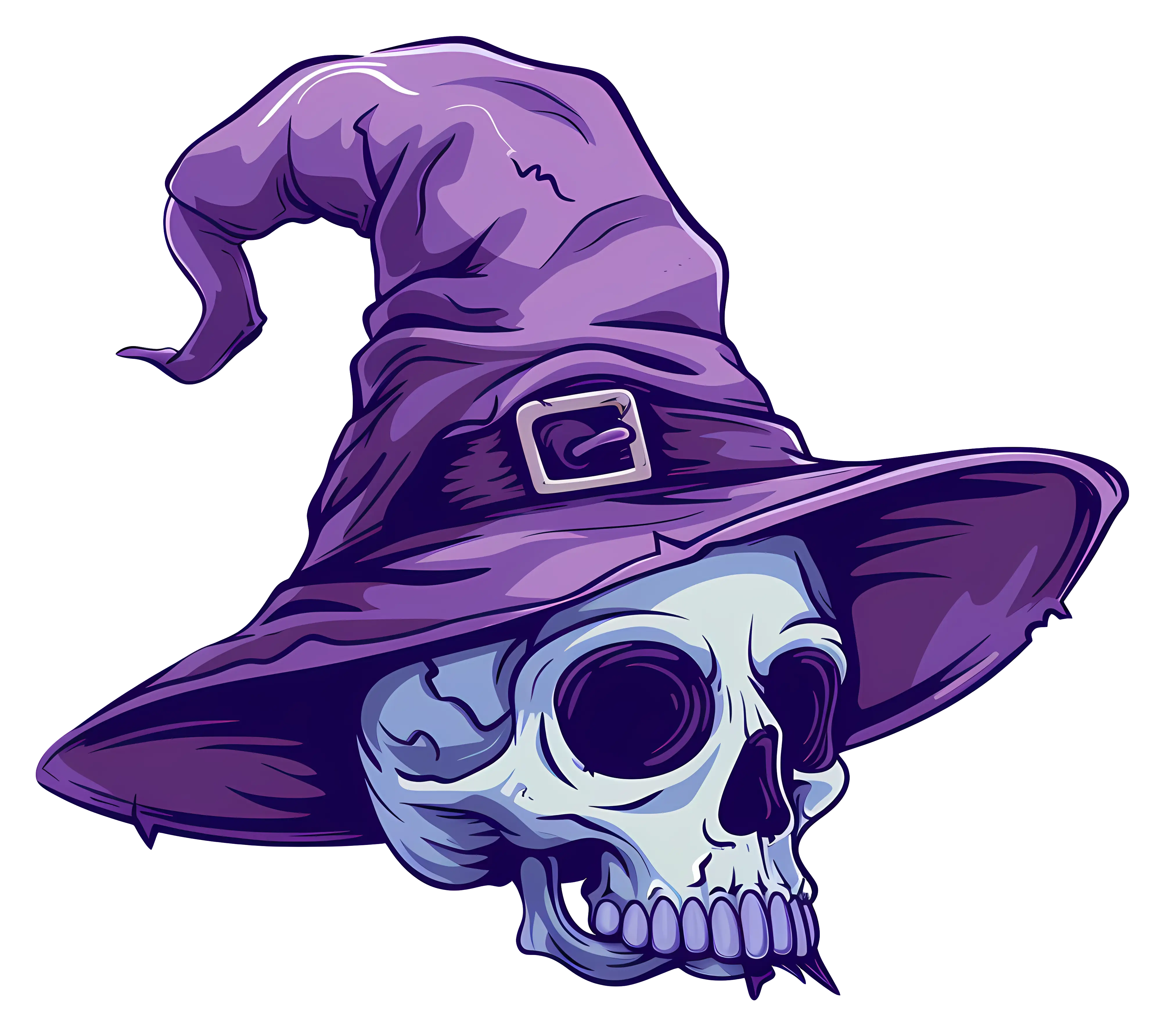 Skull With Purple Witch Hat for Halloween