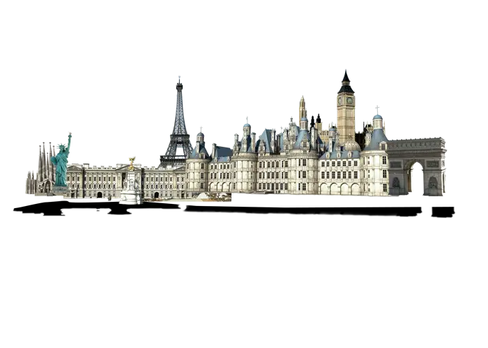 Famous Landmarks Collage Illustration