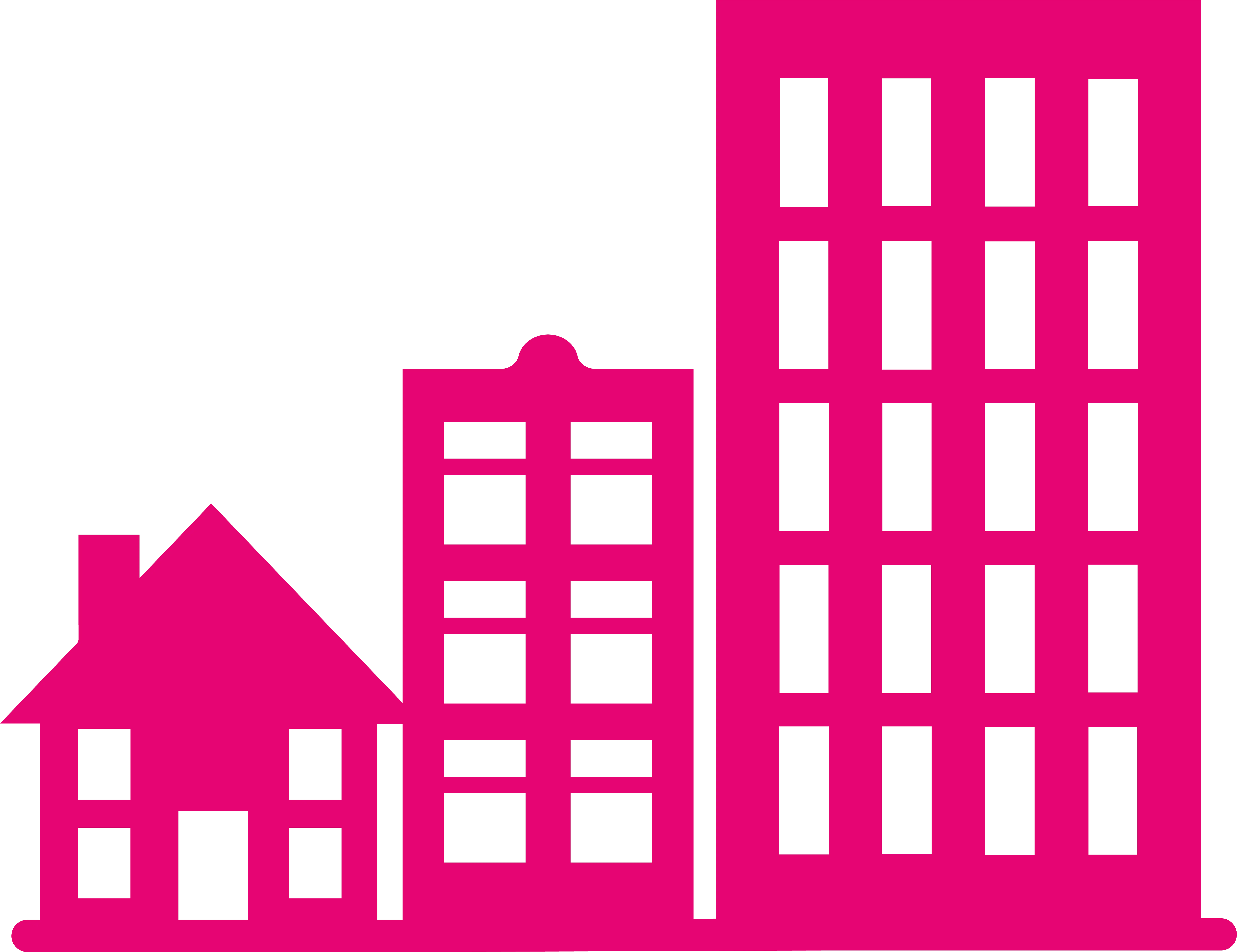 Modern Pink Urban Buildings Icon Design