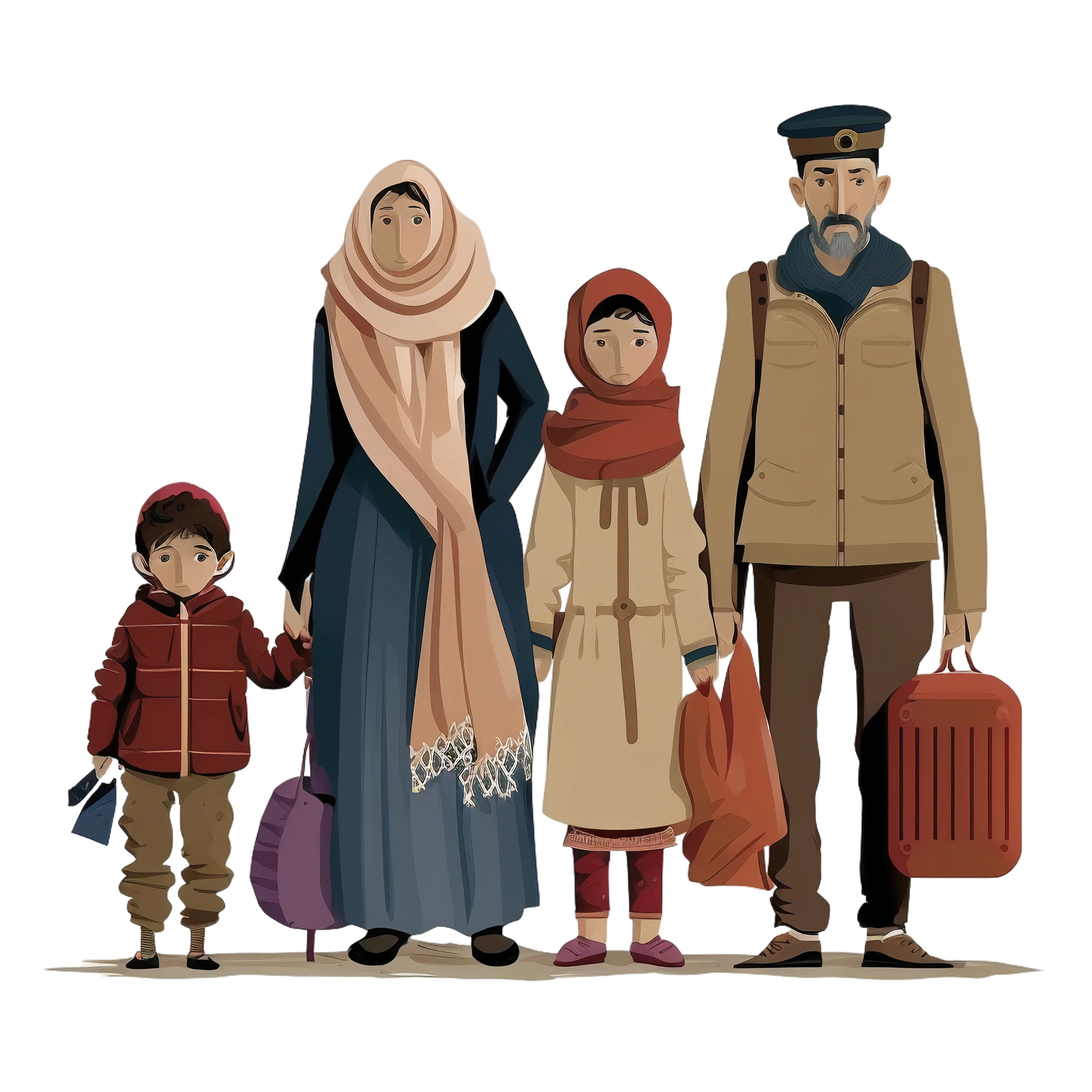 Traveling Family Illustration with Suitcases