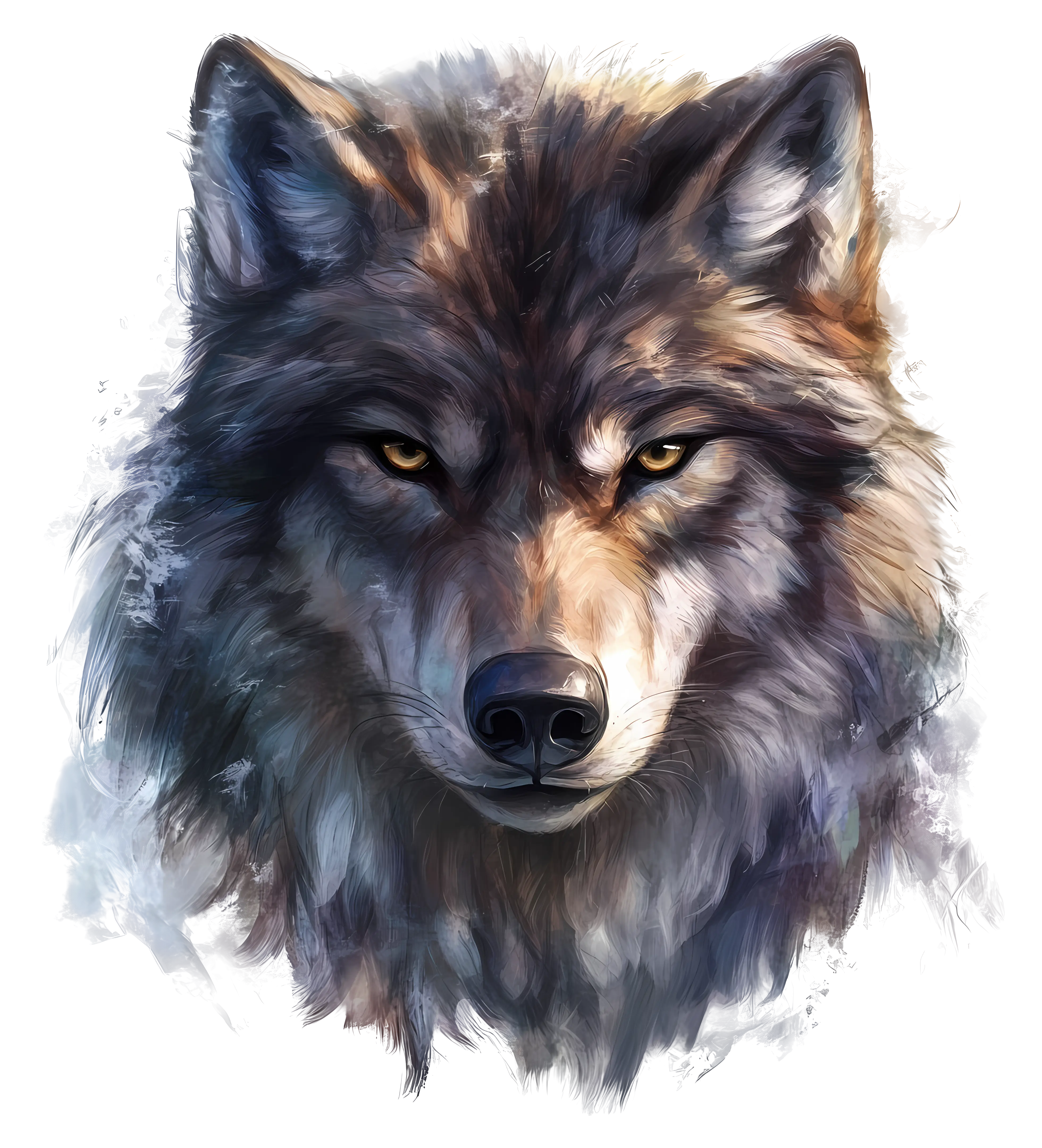 Realistic Wolf Face Illustration