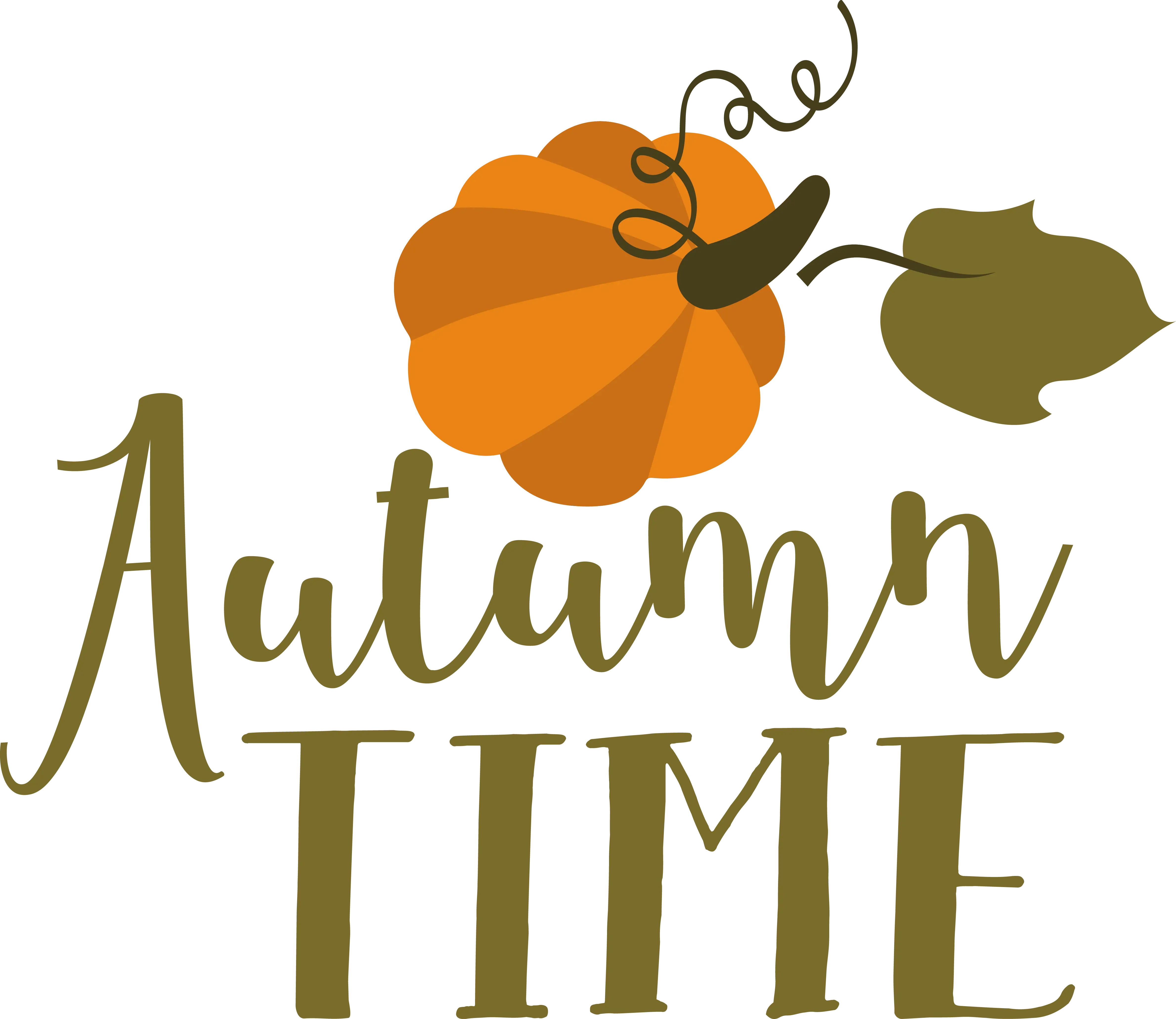 Autumn Time Design with Pumpkin and Leaf