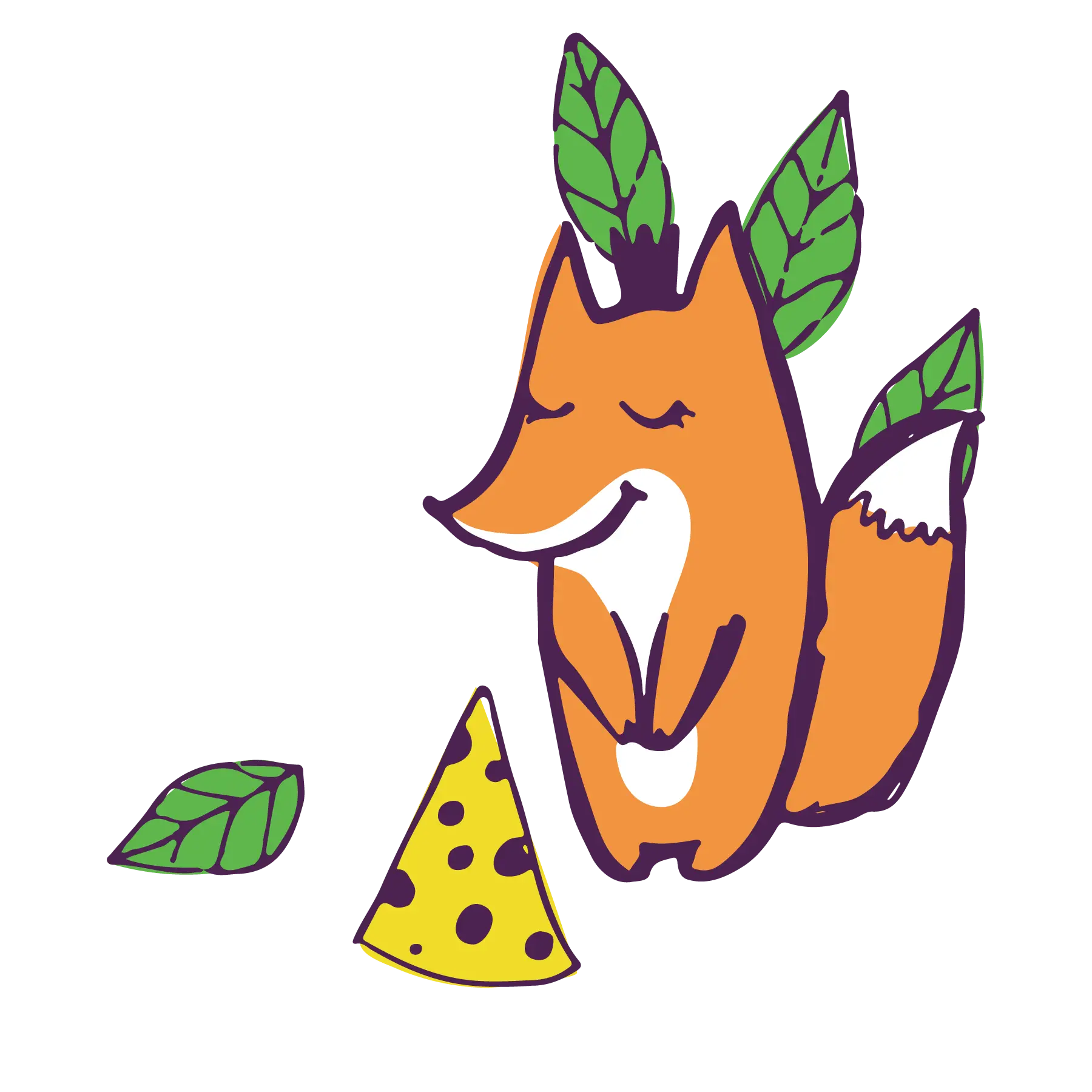 Happy Orange Fox with Cheese