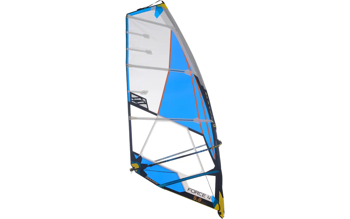 Blue and white windsurfing sail illustration