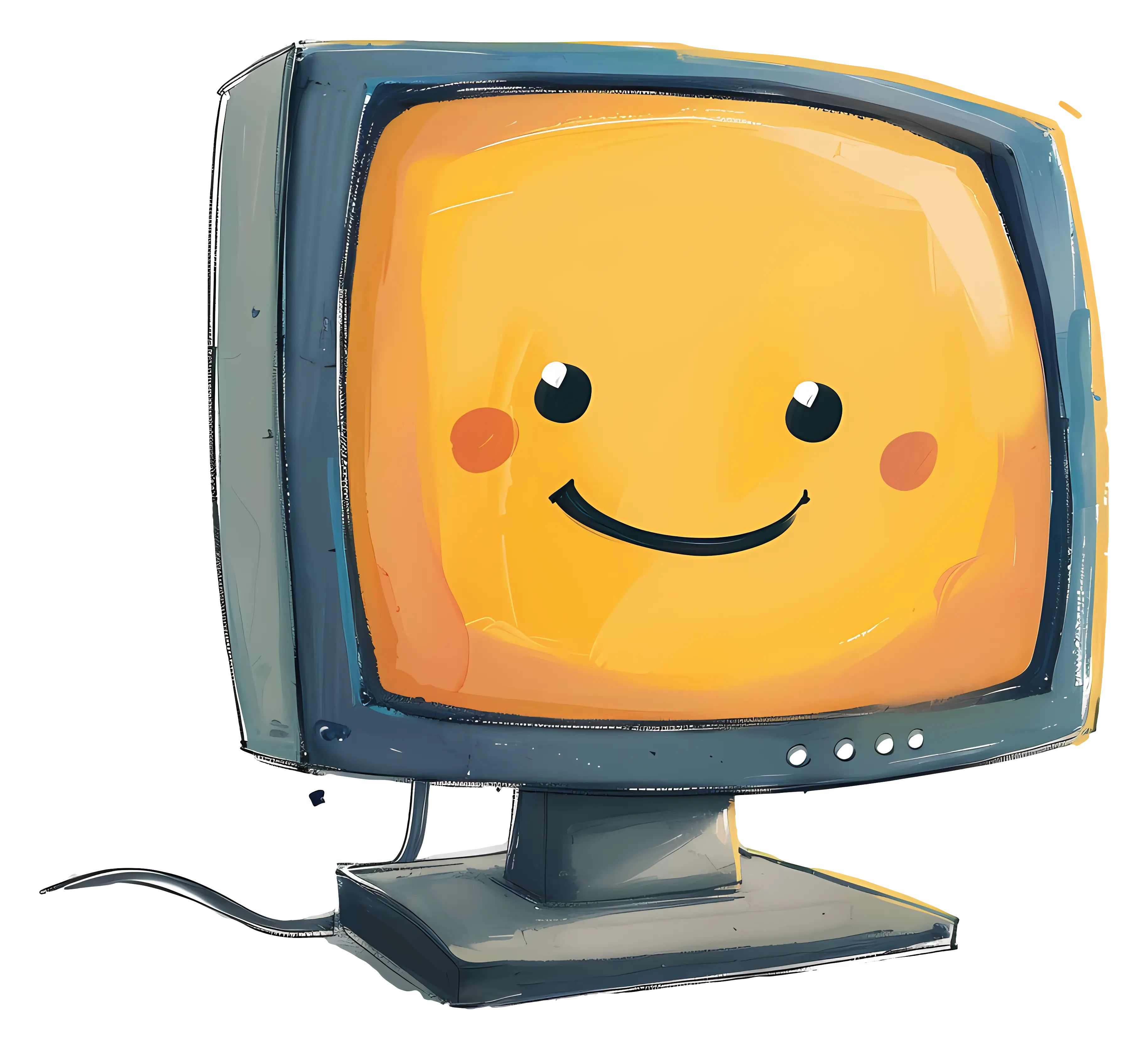Cartoon Monitor with a Smiling Face