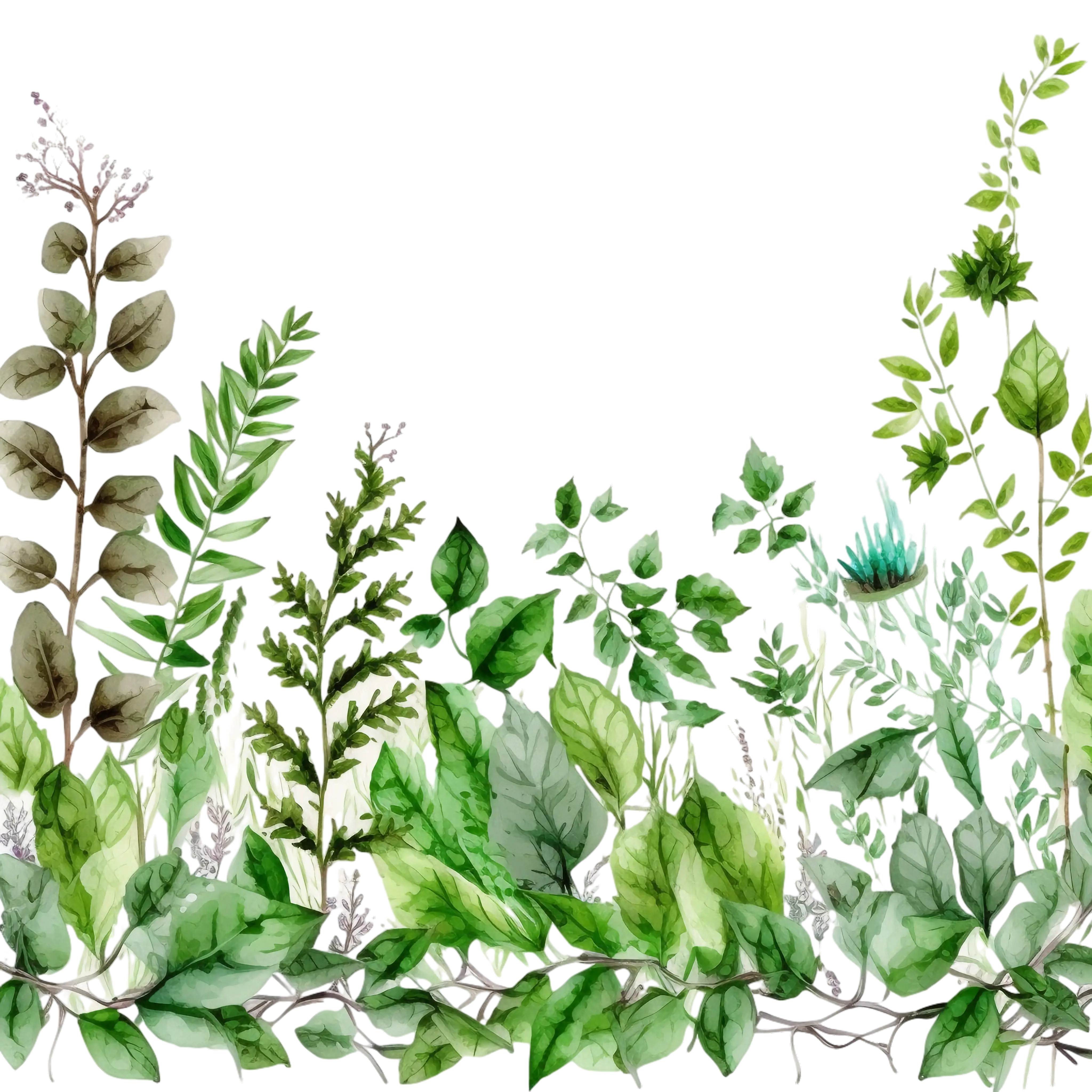 Green Leaves Watercolor Illustration