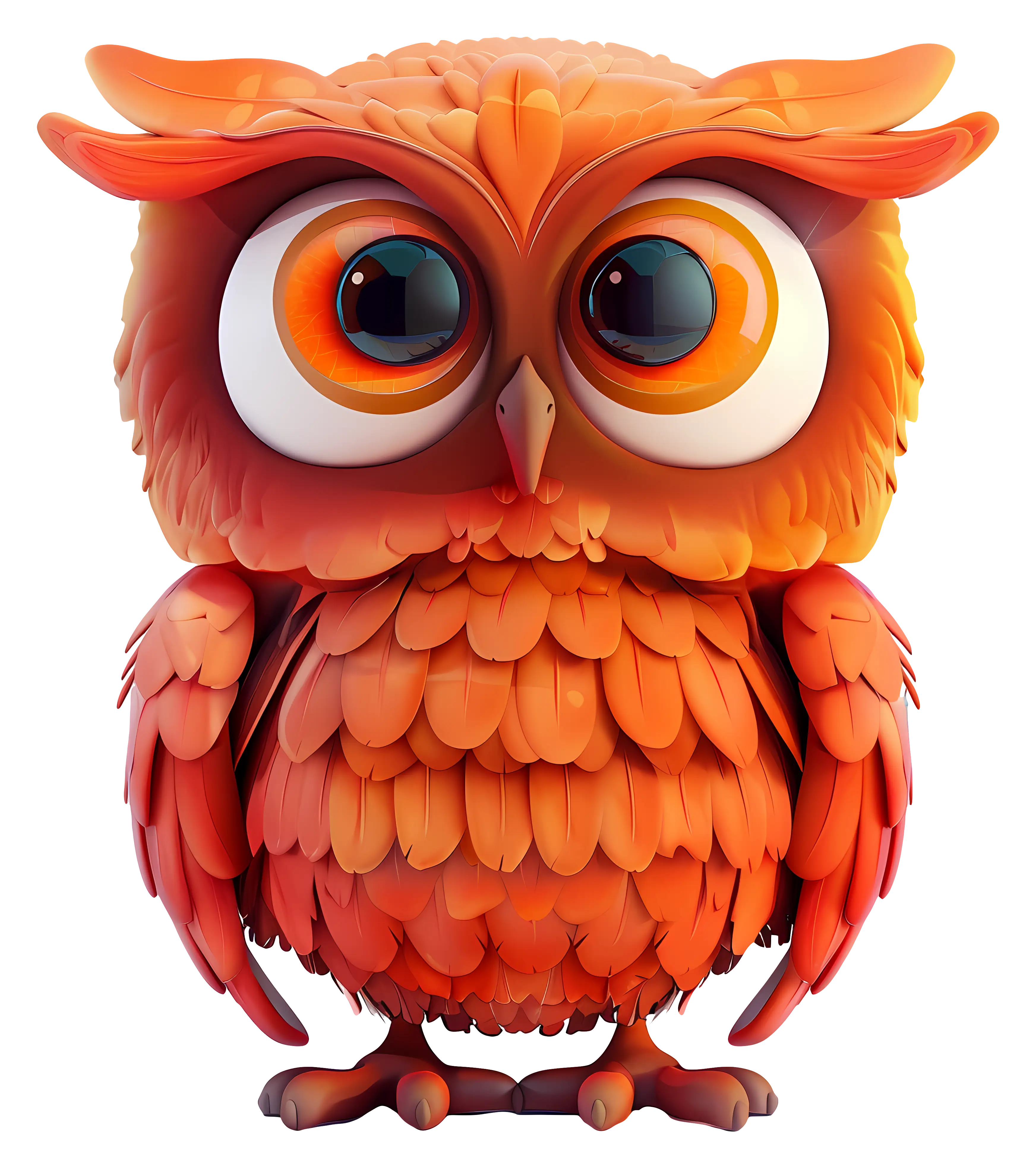 Cute Owl with Flowers on Branch