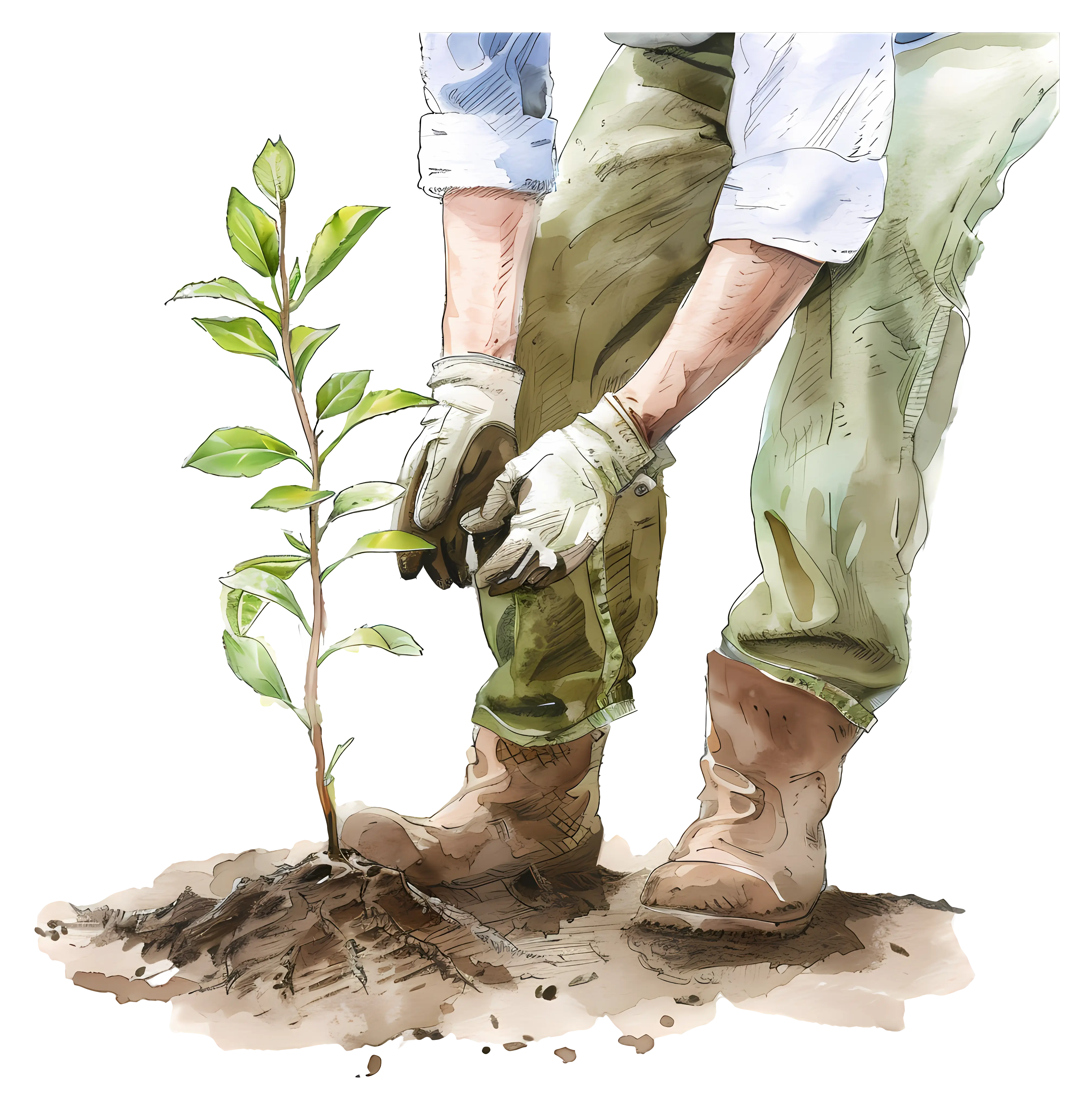 Gardener Planting a Young Tree