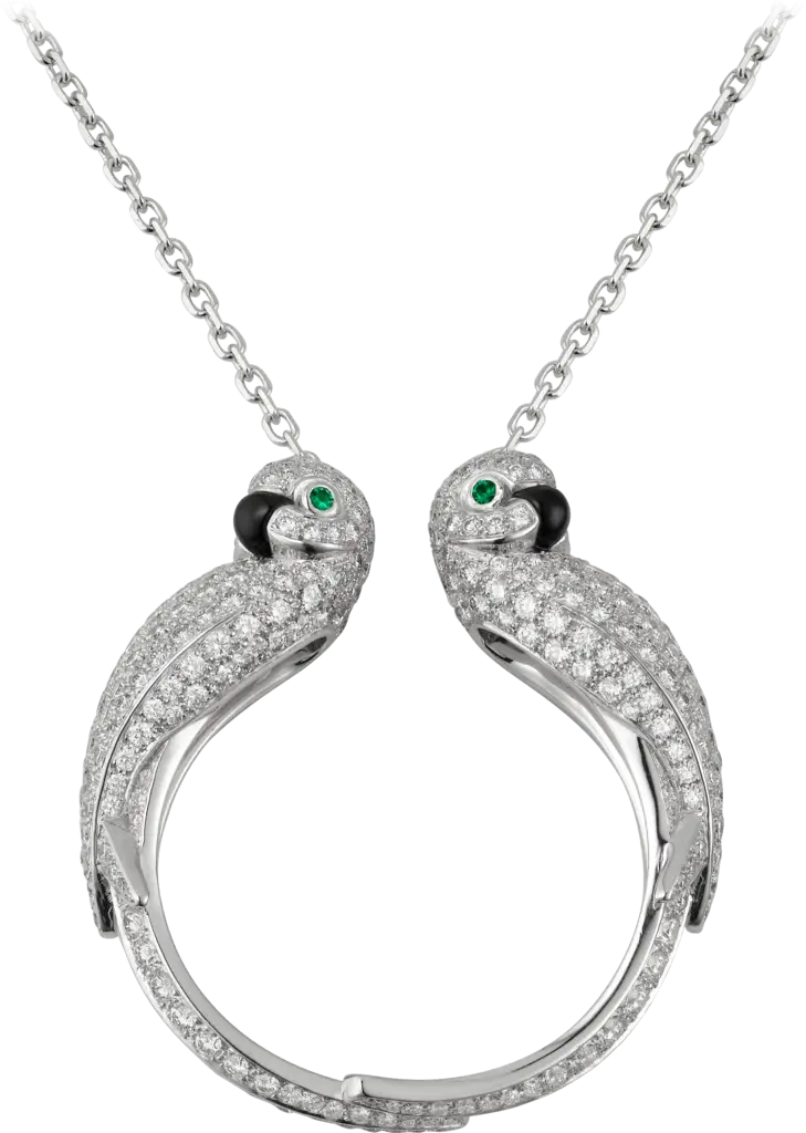 Diamond Parrot Necklace with Silver Chain
